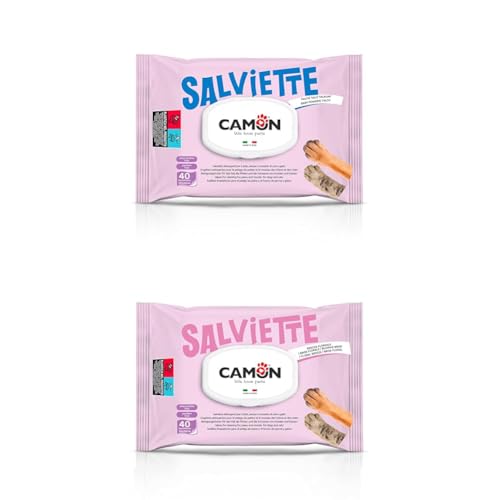 Camon Salviettine Detergenti Cane e Gatto 40 pz Talco Brezza Floreale