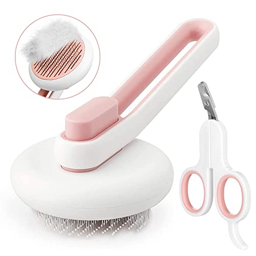Marchul Spazzola Gatti Autopulente Rosa con Tagliaunghie Kit