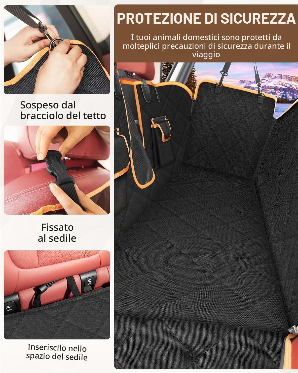Looxmeer Telo Coprisedile Auto per Cani 147x137 Nero Impermeabile