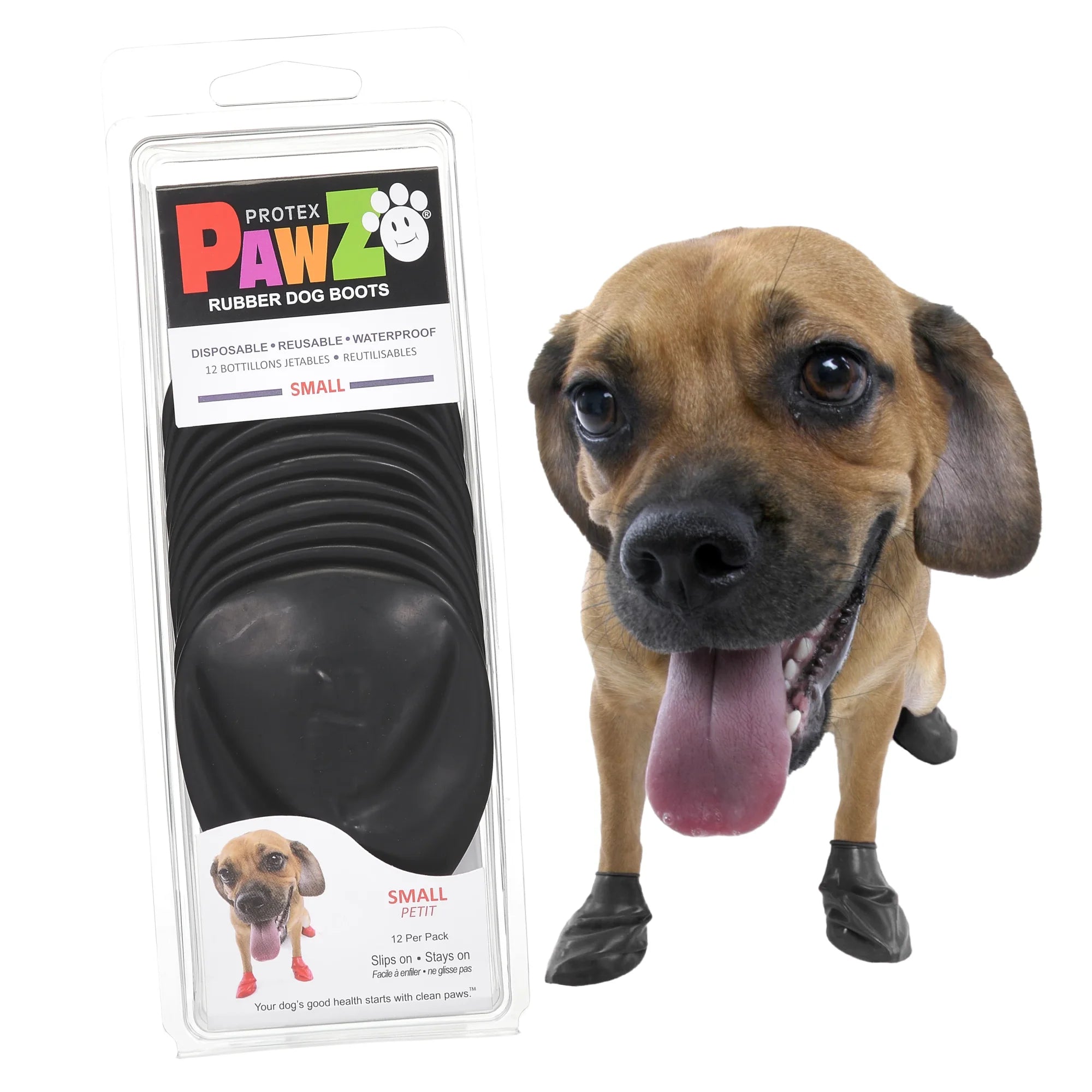 PawZ Rubber Dog Boots scarpette cane 12 pz nere antiscivolo