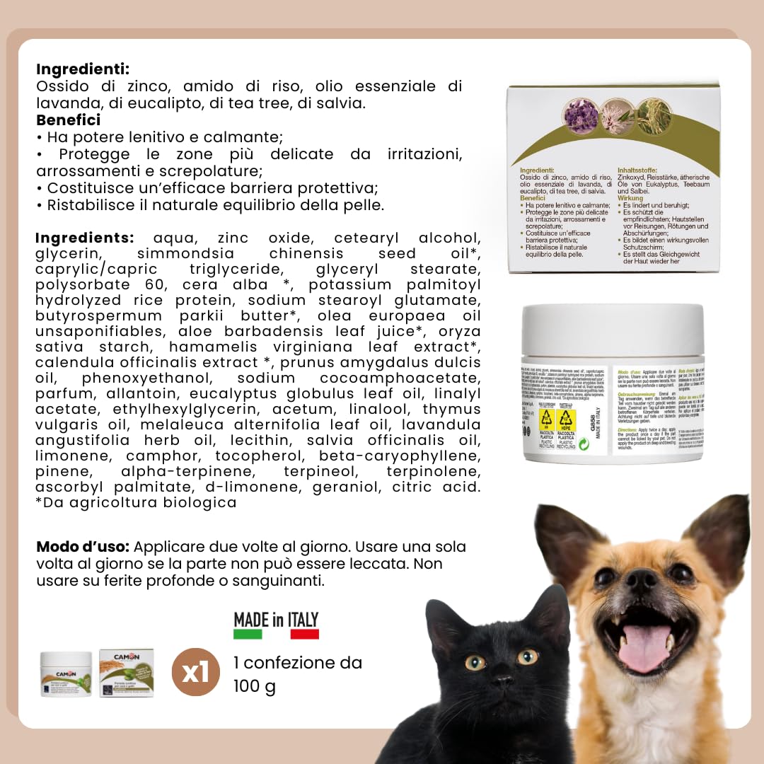Camon Pomata Lenitiva 100g Cani Gatti Ossido Zinco