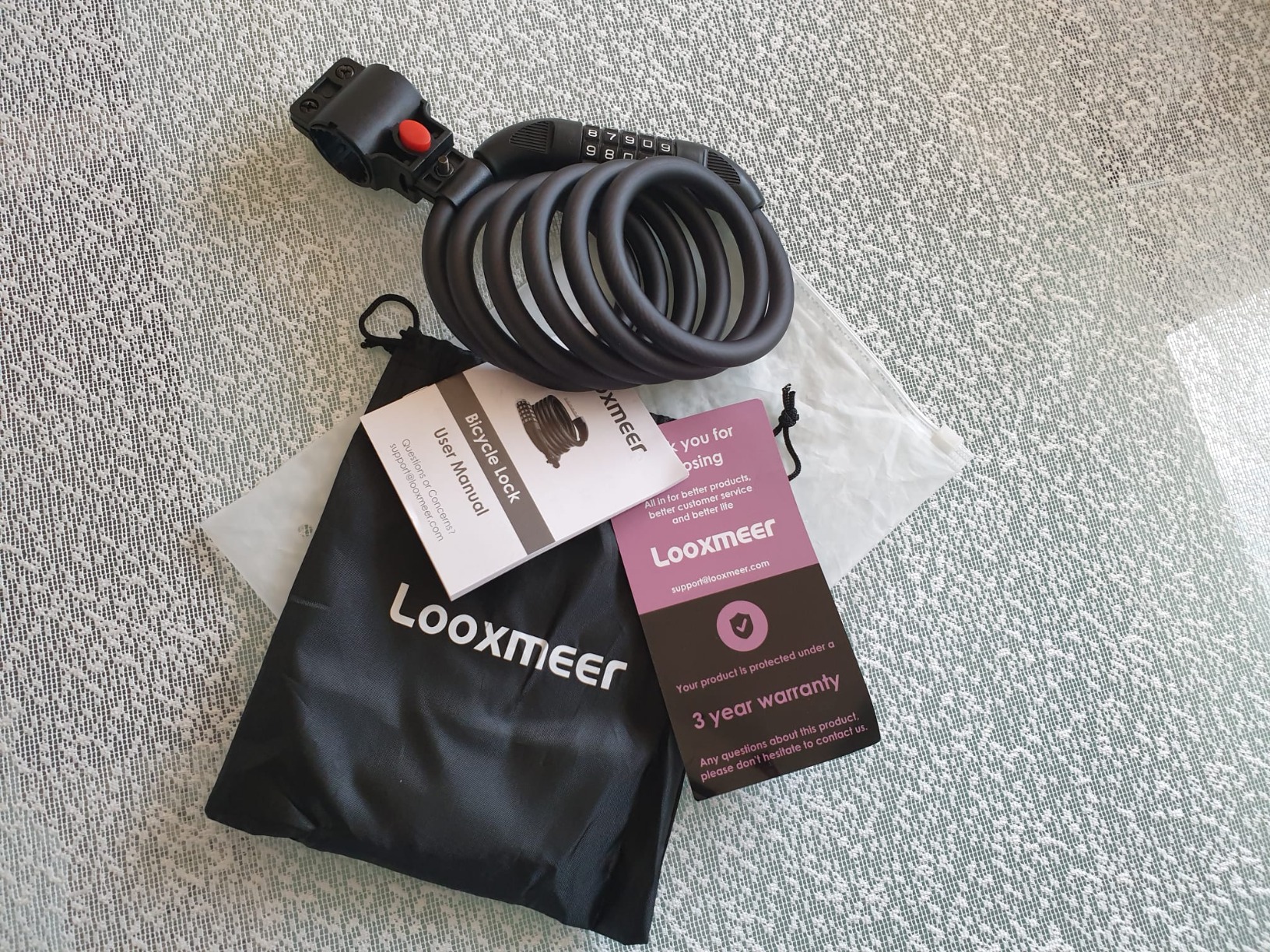 Looxmeer Lucchetto Bici a Cavo Combinazione 5 Cifre 180 cm