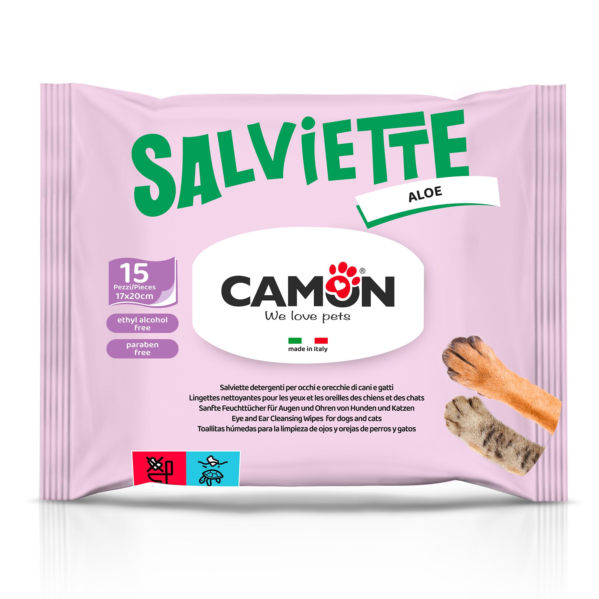 Camon Protection salviette occhi e orecchie 17x20cm 15pz senza alcol
