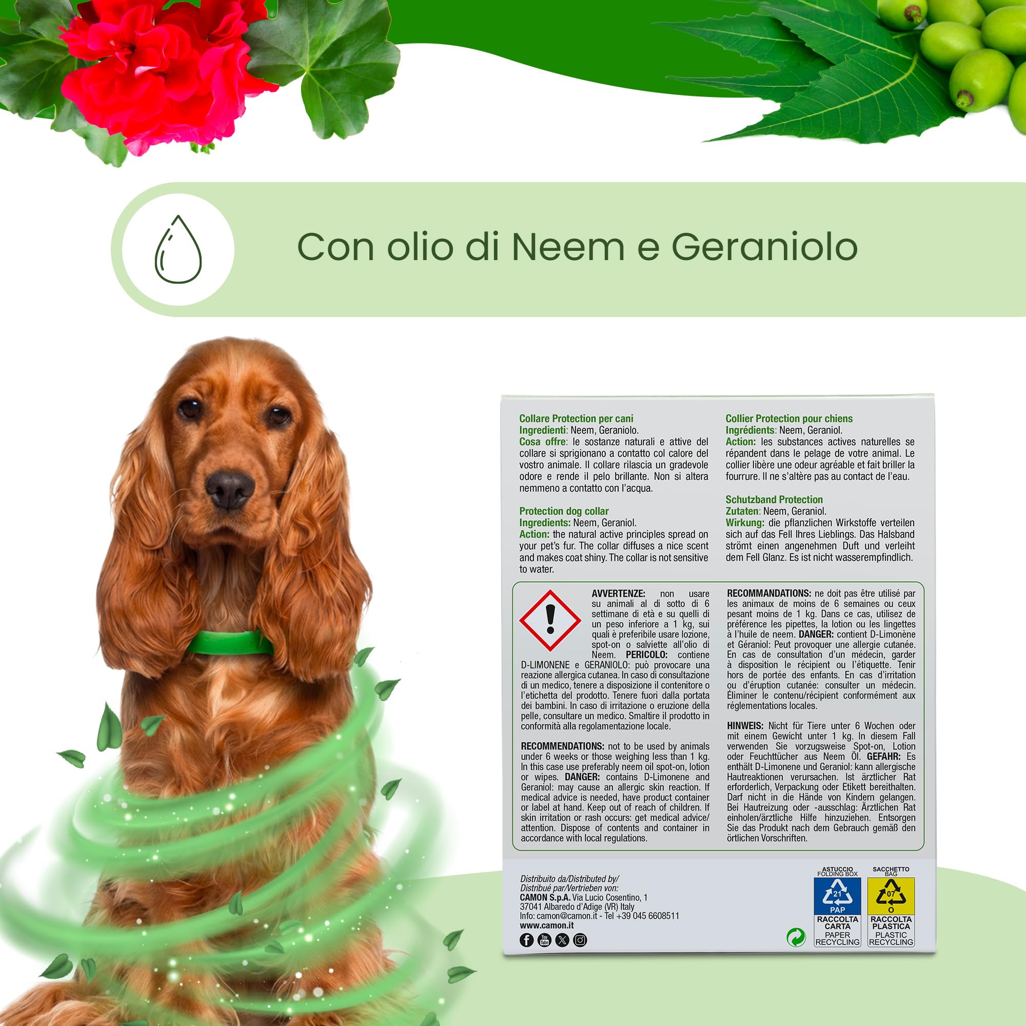 Camon Protection Barriera Collare per Cane Neem 60 cm