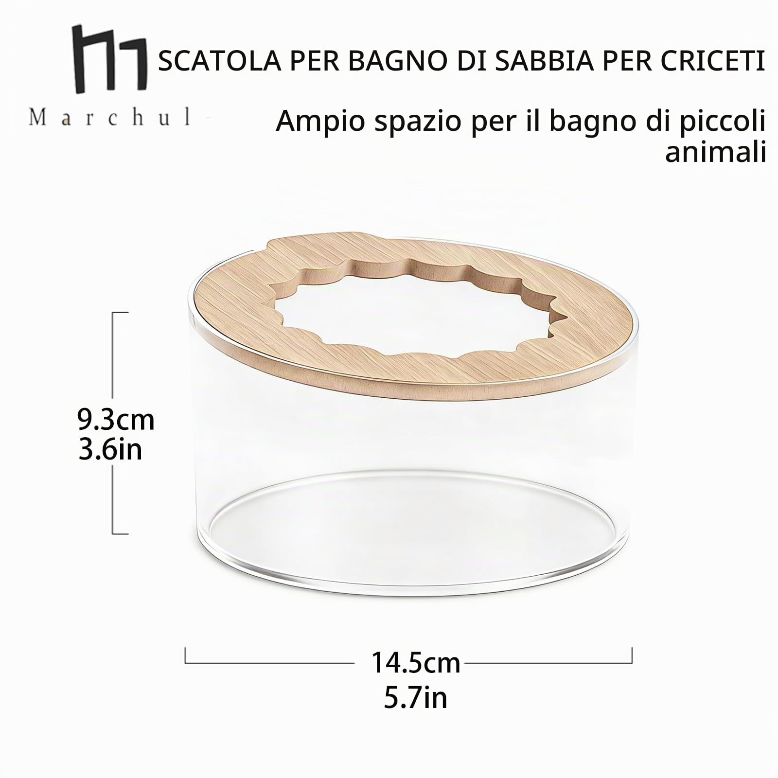 Marchul vaschetta bagno sabbia criceti 14,5cm trasparente con paletta