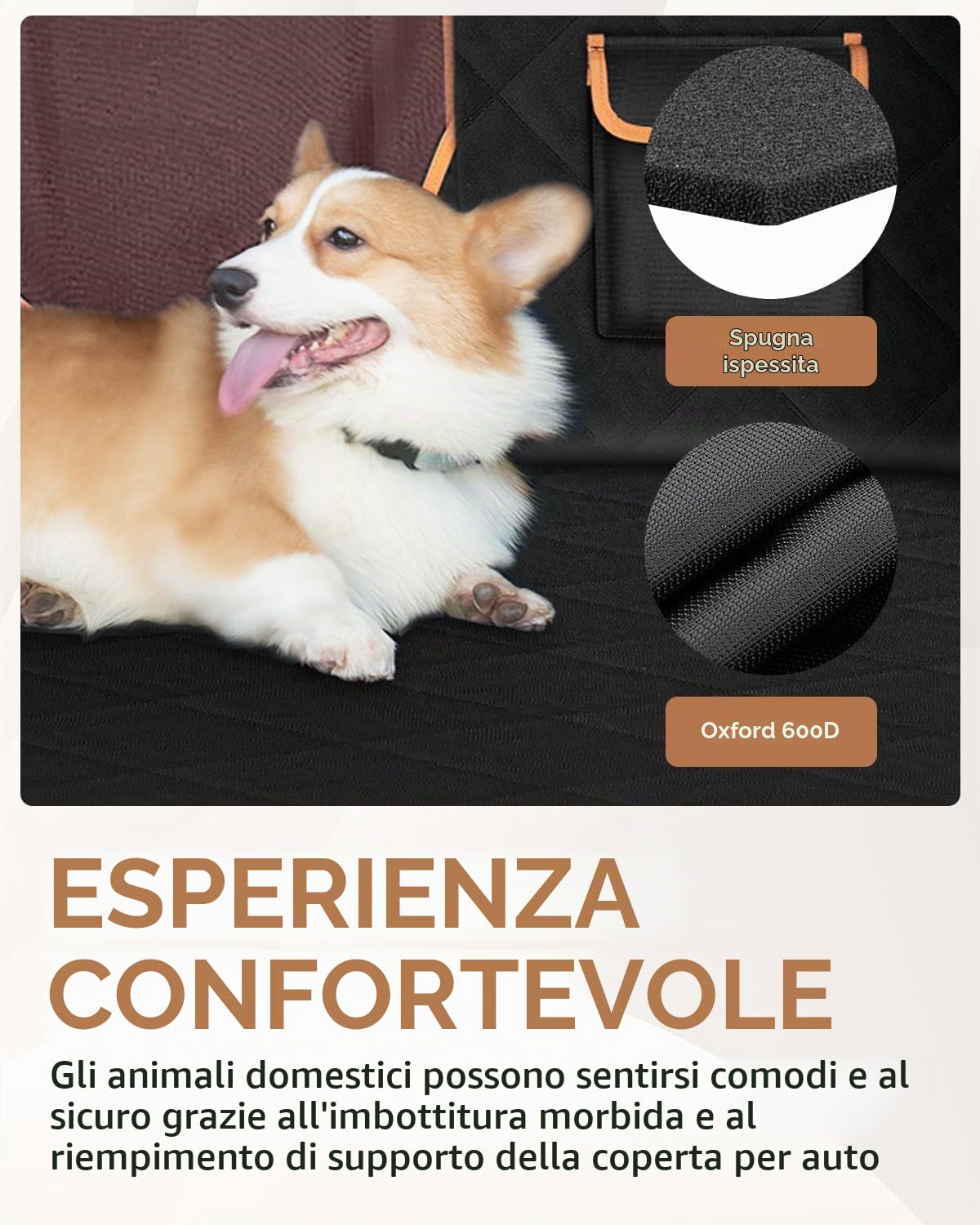 Looxmeer Telo Coprisedile Auto per Cani 147x137 Nero Impermeabile