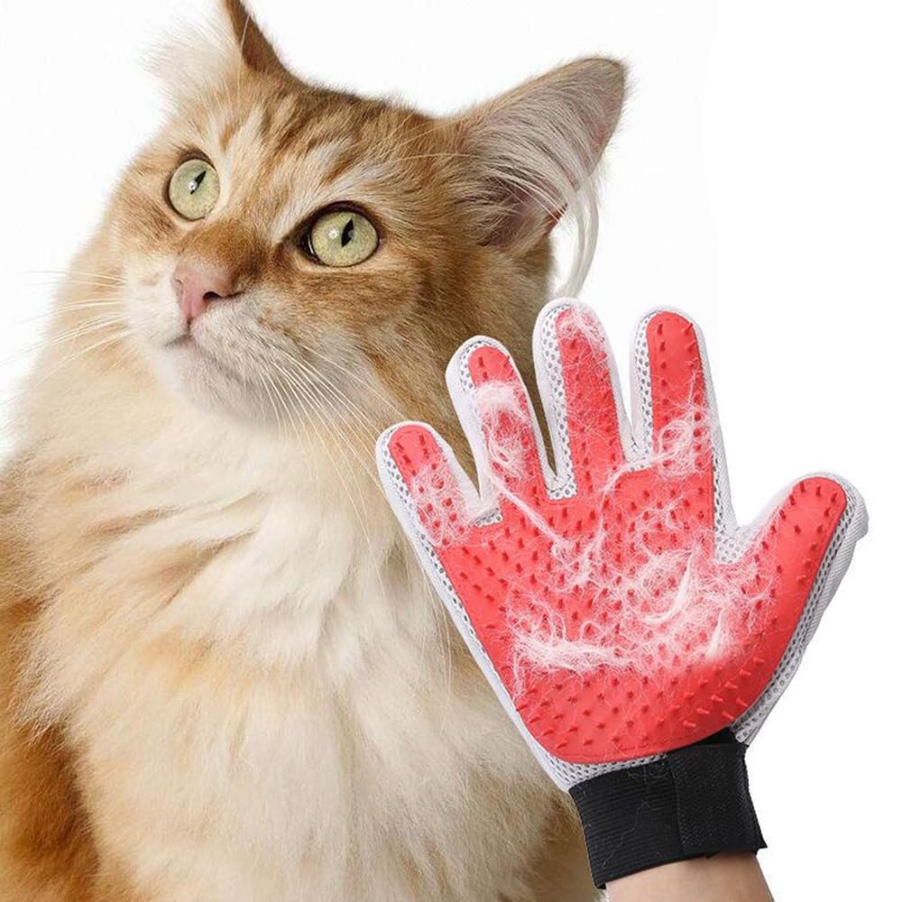 Marchul guanto toelettatura gatti rosso e grigio silicone