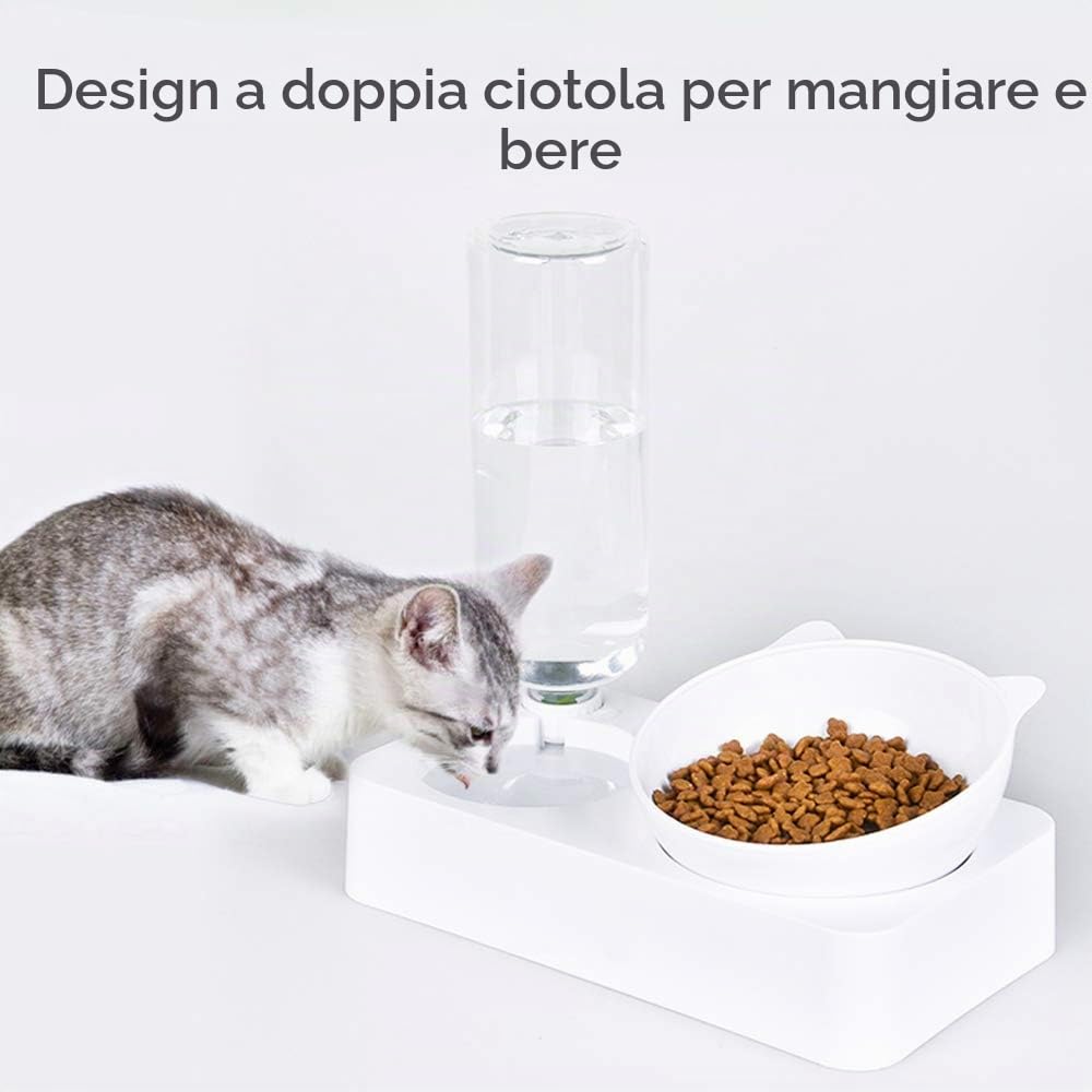 Marchul Ciotola Gatti Inclinata 15° Doppia con Acqua 500 ml Antivomito