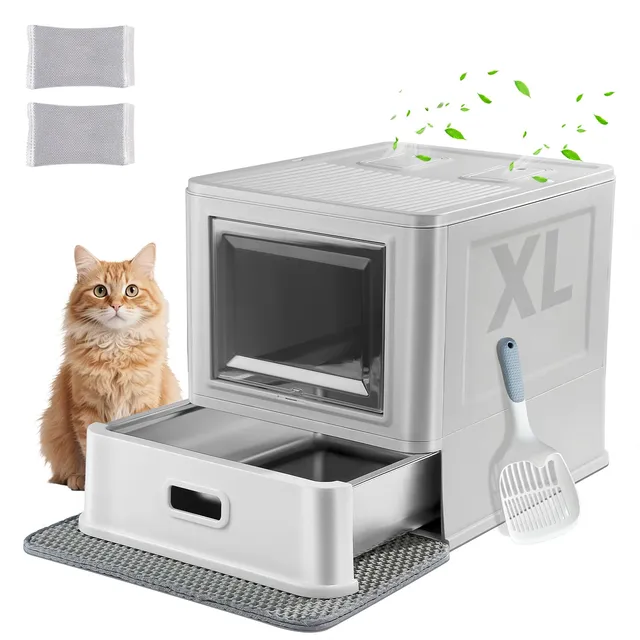 Marchul XL Lettiera Gatti Acciaio Inox Chiusa con Cassetto
