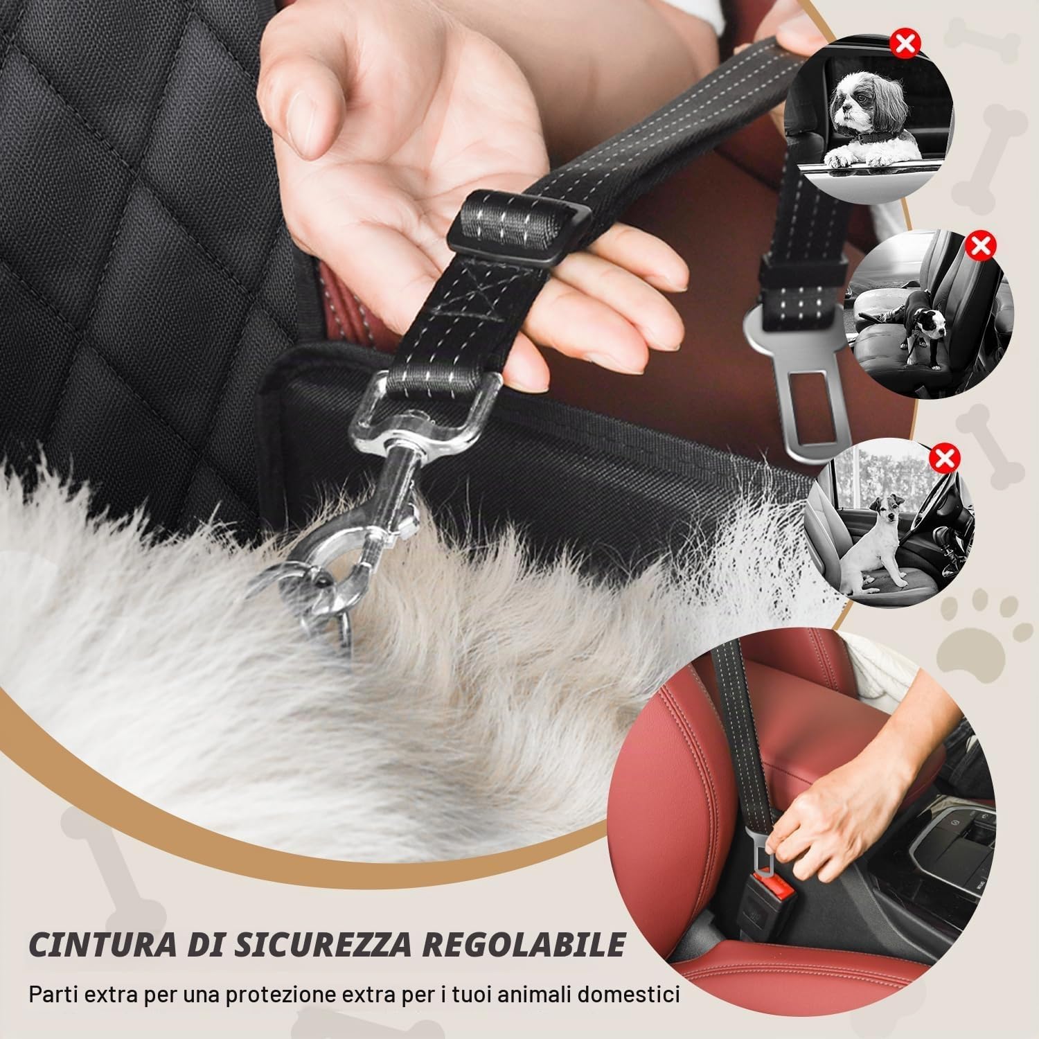Looxmeer seggiolino auto per cani nero impermeabile