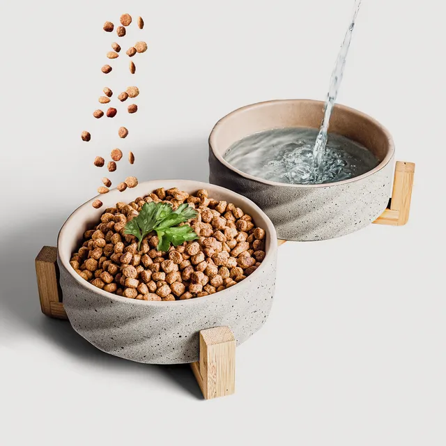 Ne&No doppia ciotola ceramica bambù effetto pietra