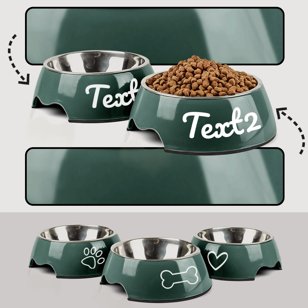 Ne&No set 2 ciotole personalizzate acciaio antiscivolo
