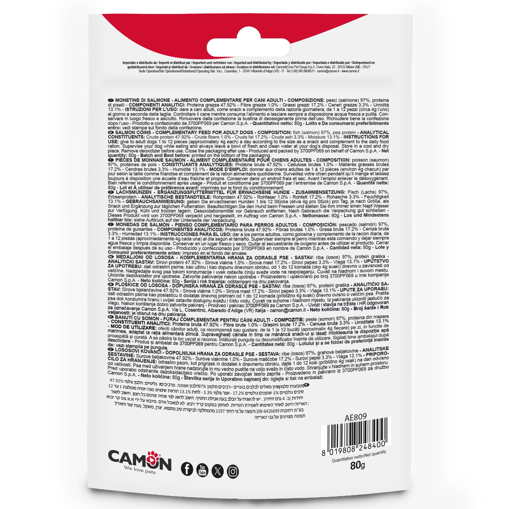 Camon Protection Treats & Snacks Monetine salmone snack cani 80 g