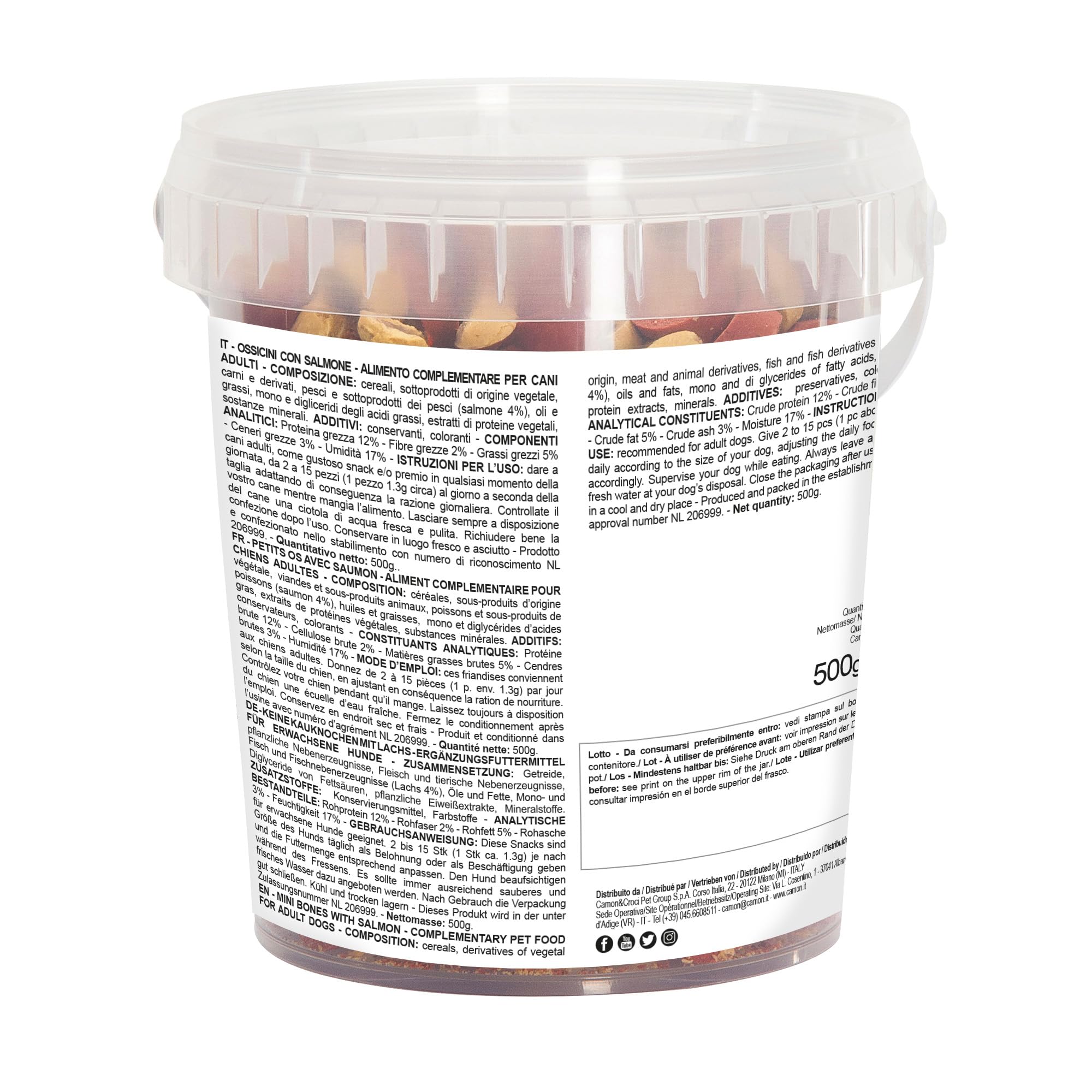 Camon Mini Snacks Mix Ossicini Salmone Snack Cane 500g