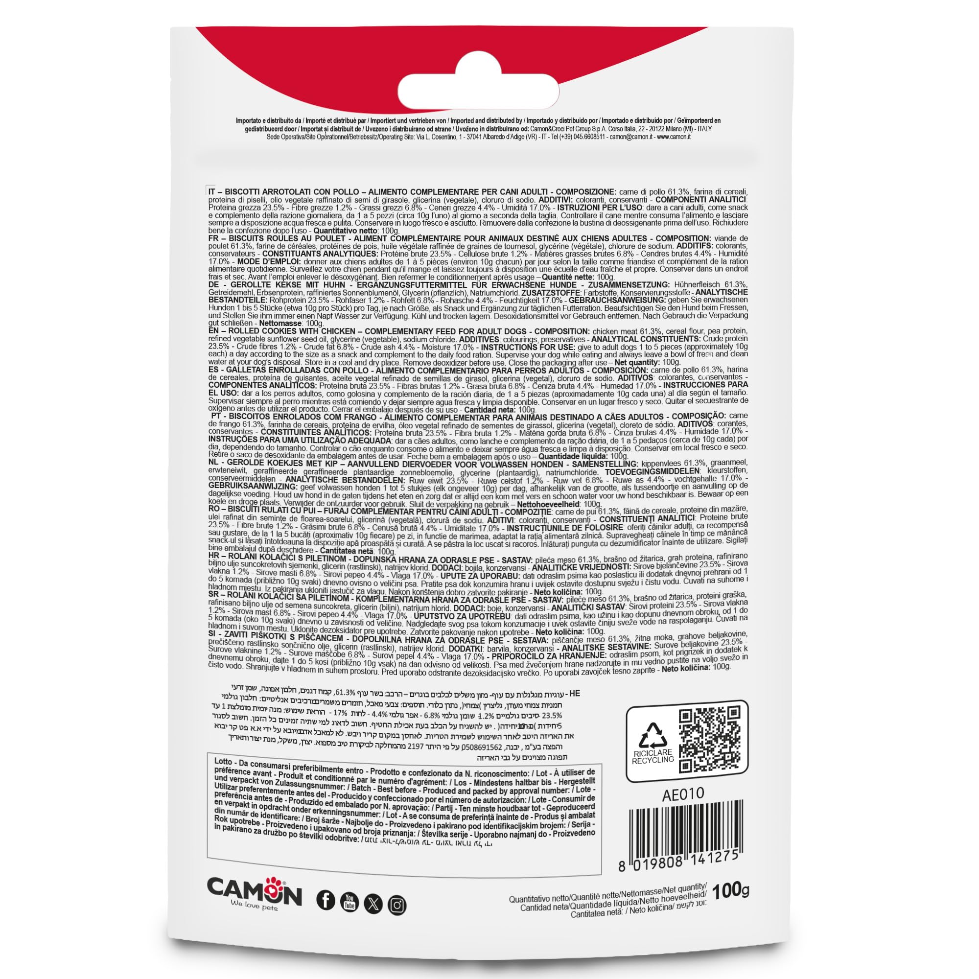 Camon Cookies Snacks biscotti pollo cani 100g