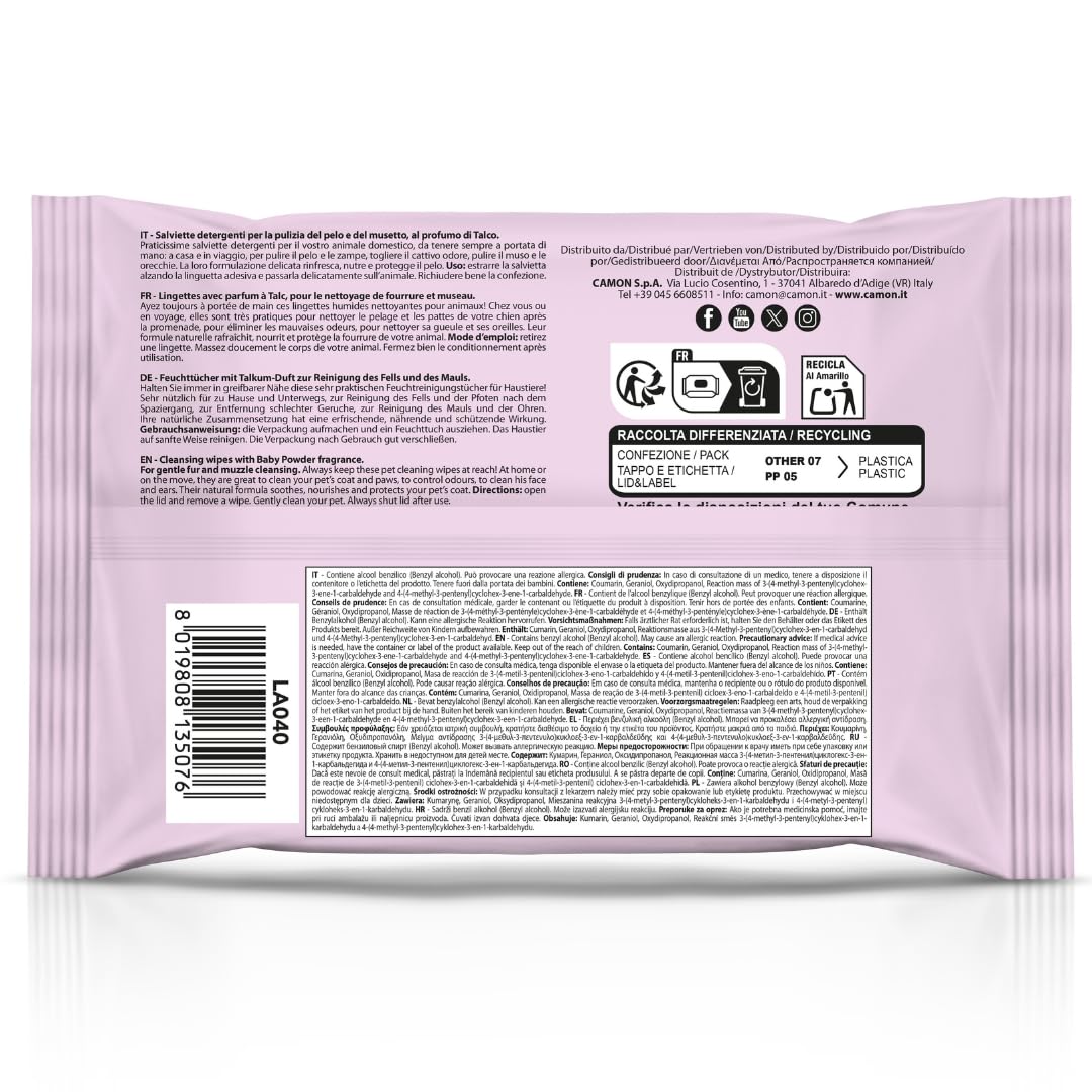 Camon Salviettine Detergenti Cane e Gatto 6x40 3 Profumi Maxi