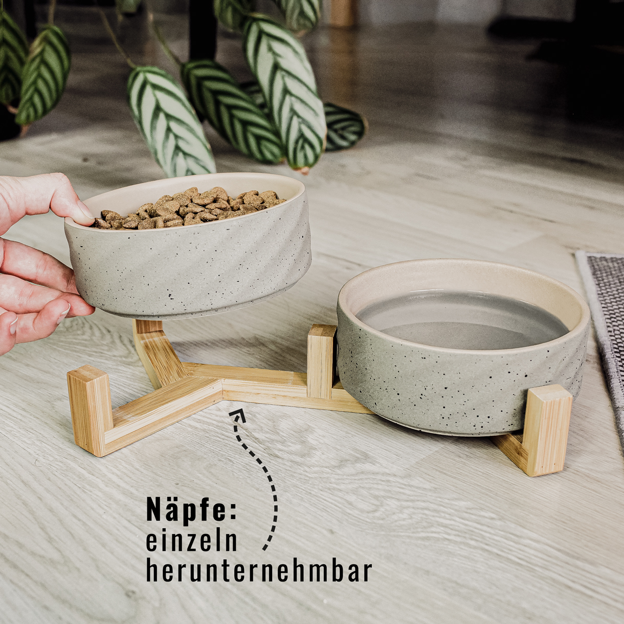 Ne&No doppia ciotola ceramica bambù effetto pietra