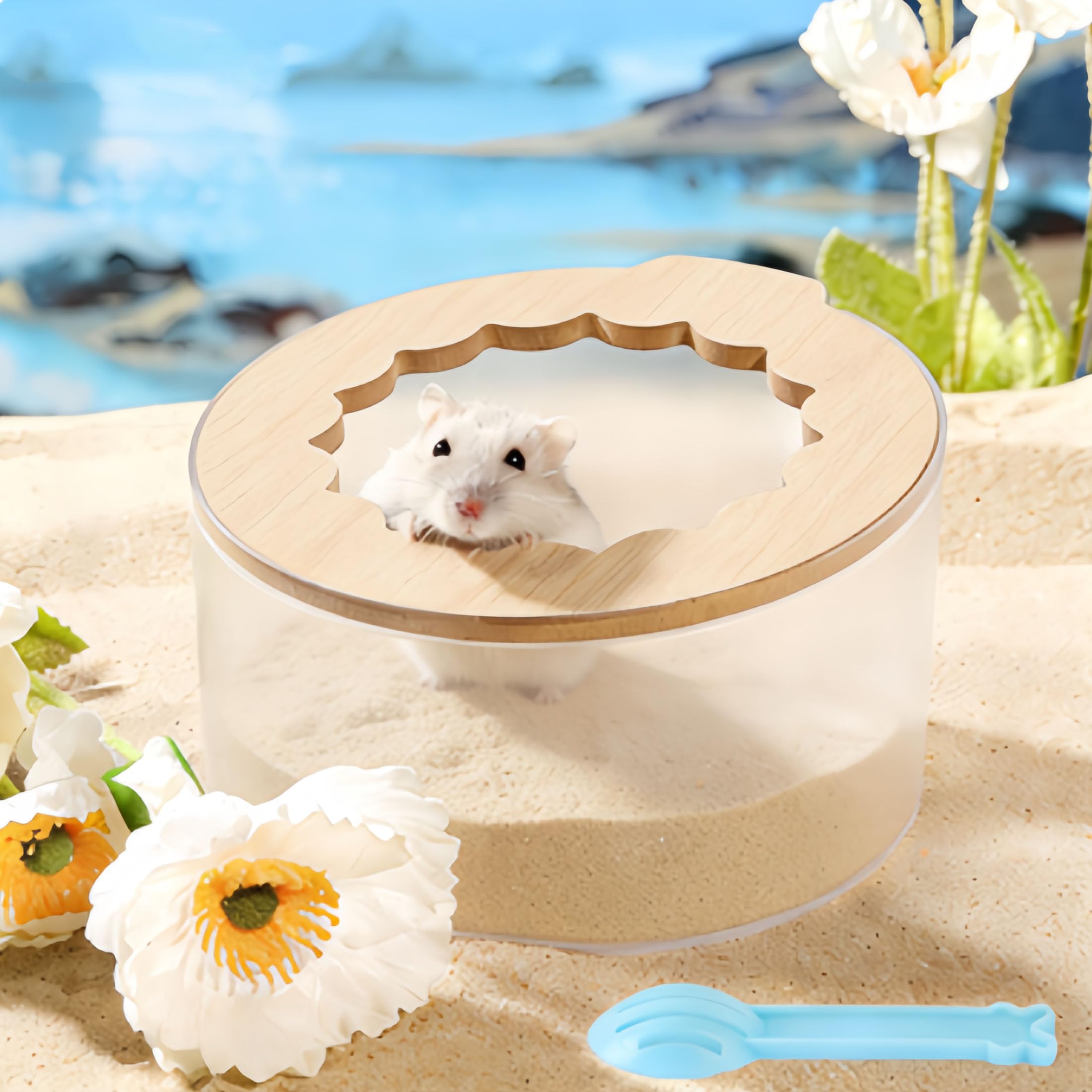 Marchul vaschetta bagno sabbia criceti 14,5cm trasparente con paletta