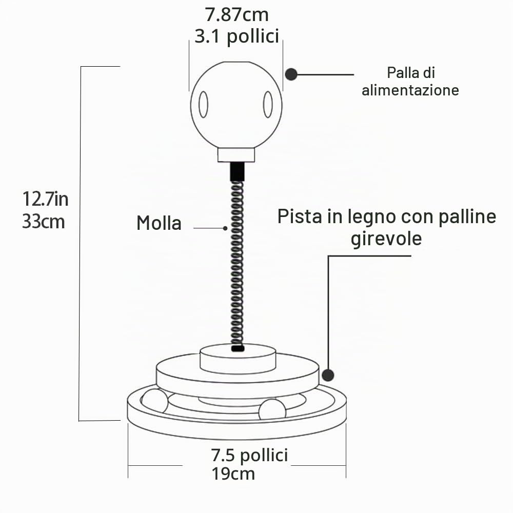 Marchul Gioco Gatto Torre Palla Legno 19x19x33 Snack