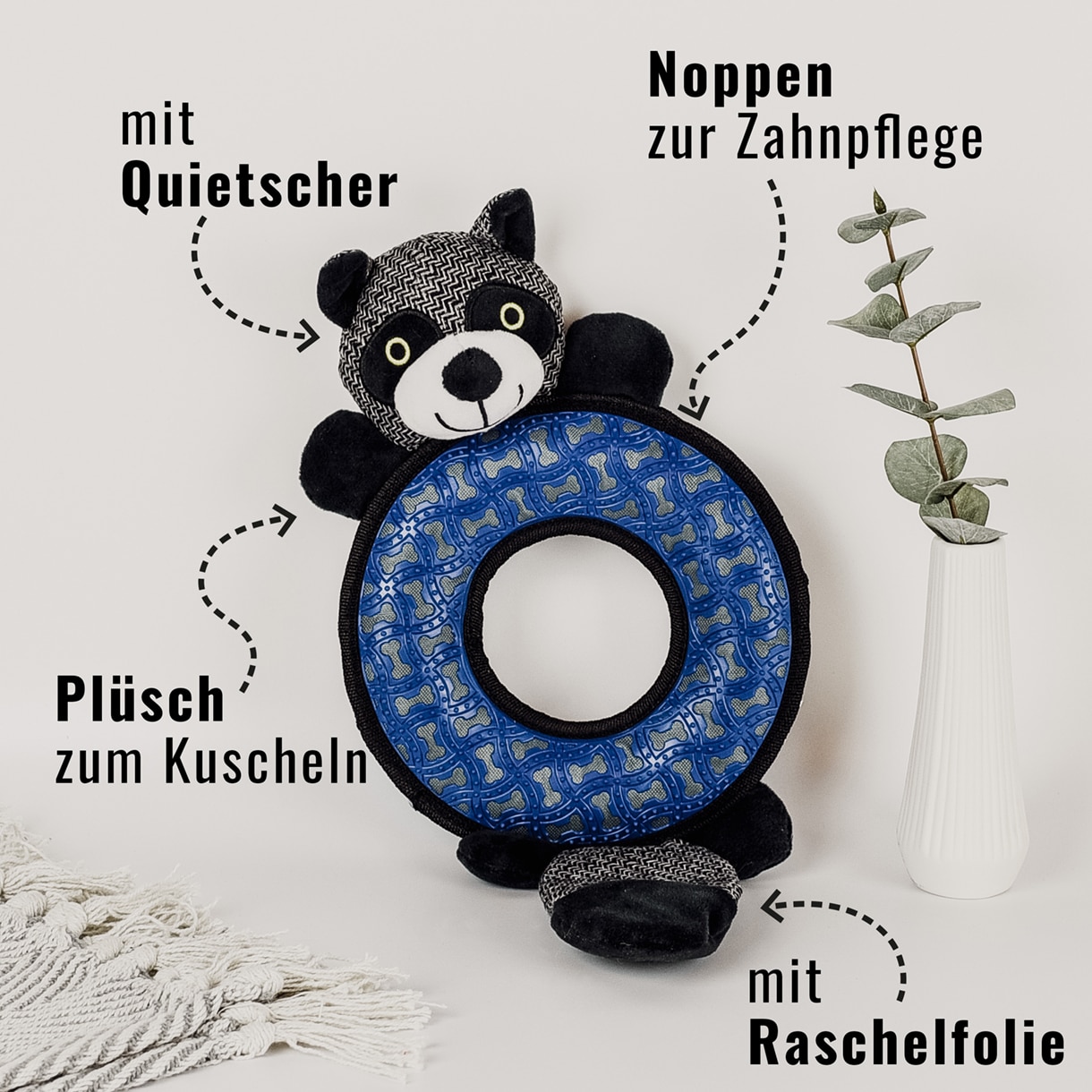 Ne&No Procione Peluche per Cani 47 cm con squeak