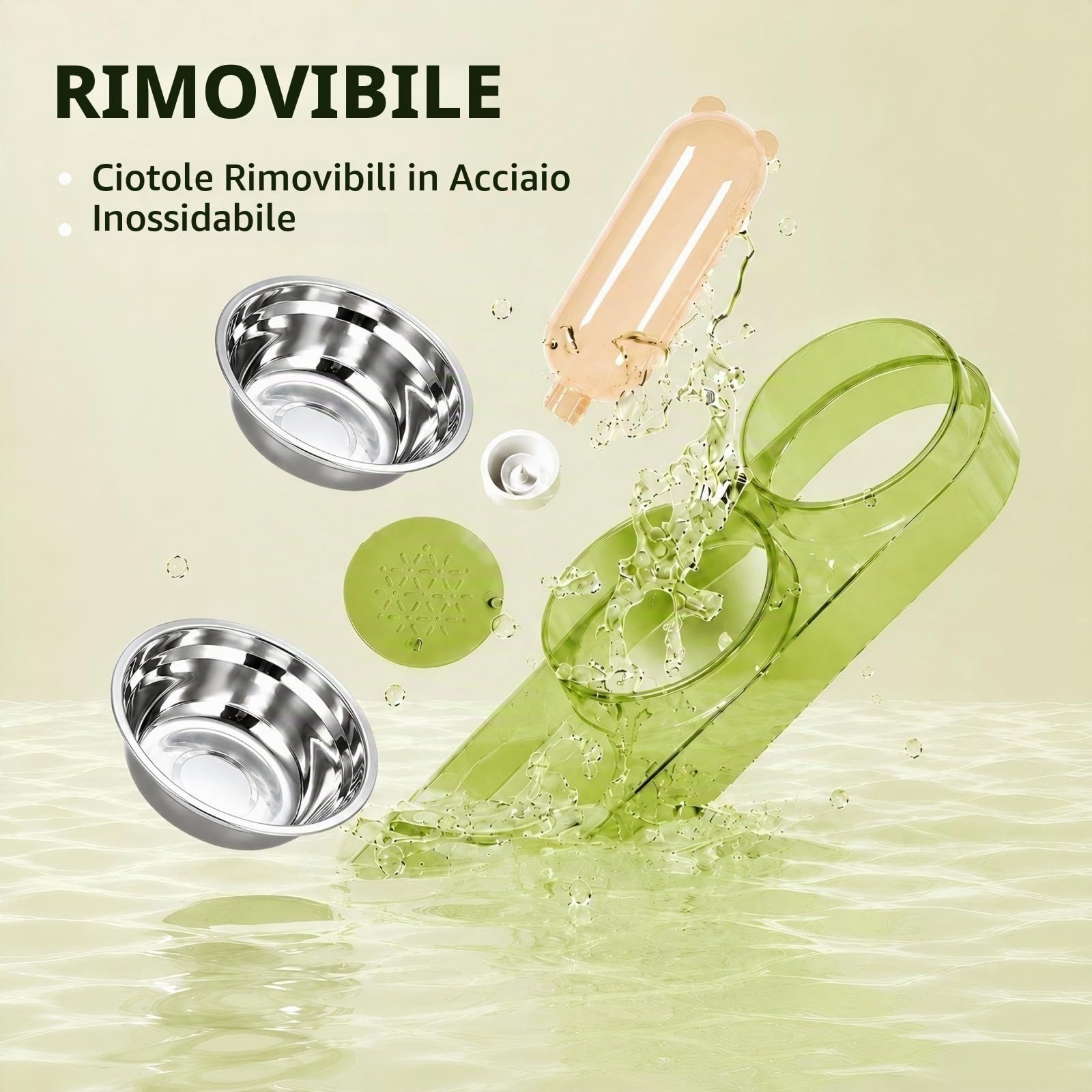 Marchul Set Ciotole Gatto 3 in 1 Rialzate con Dispenser