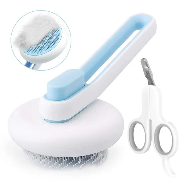 Marchul spazzola gatti autopulente blu kit tagliaunghie pelo corto e lungo