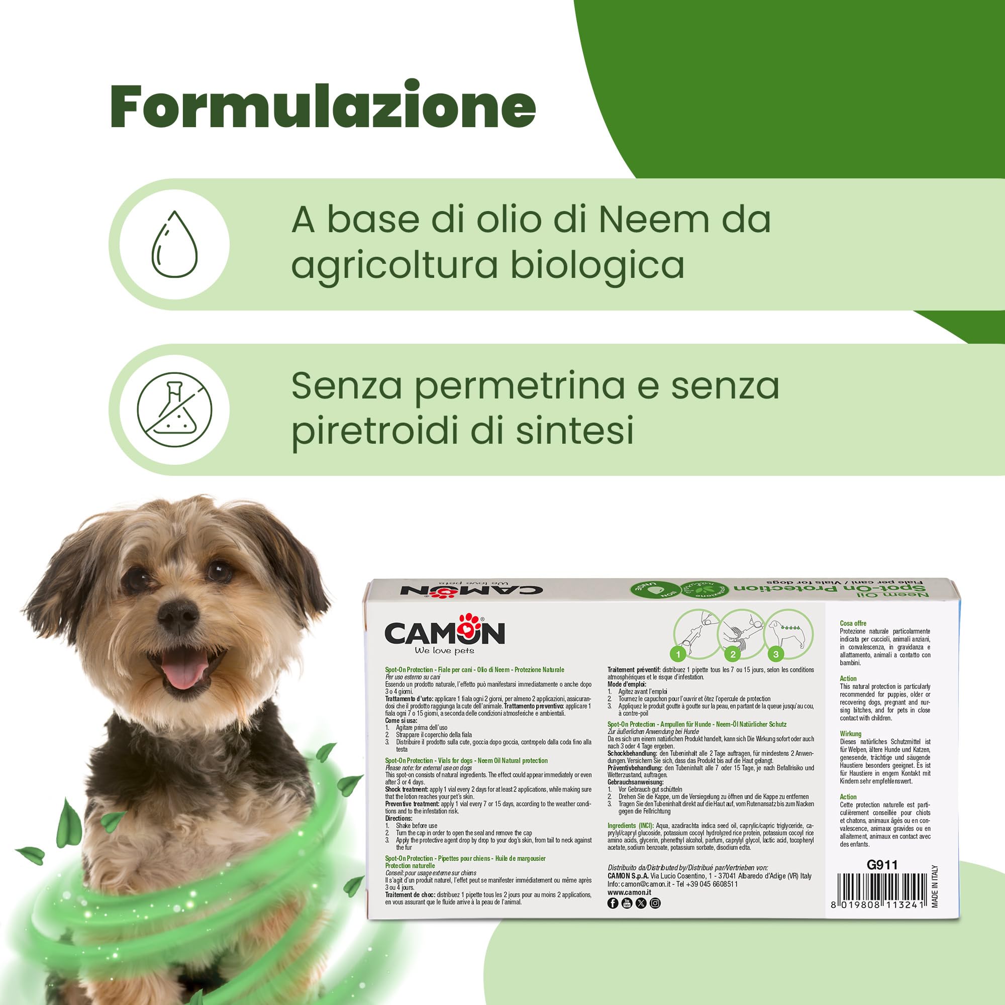 Camon Protection Spot-On cane 0-10kg 5 fiale olio neem