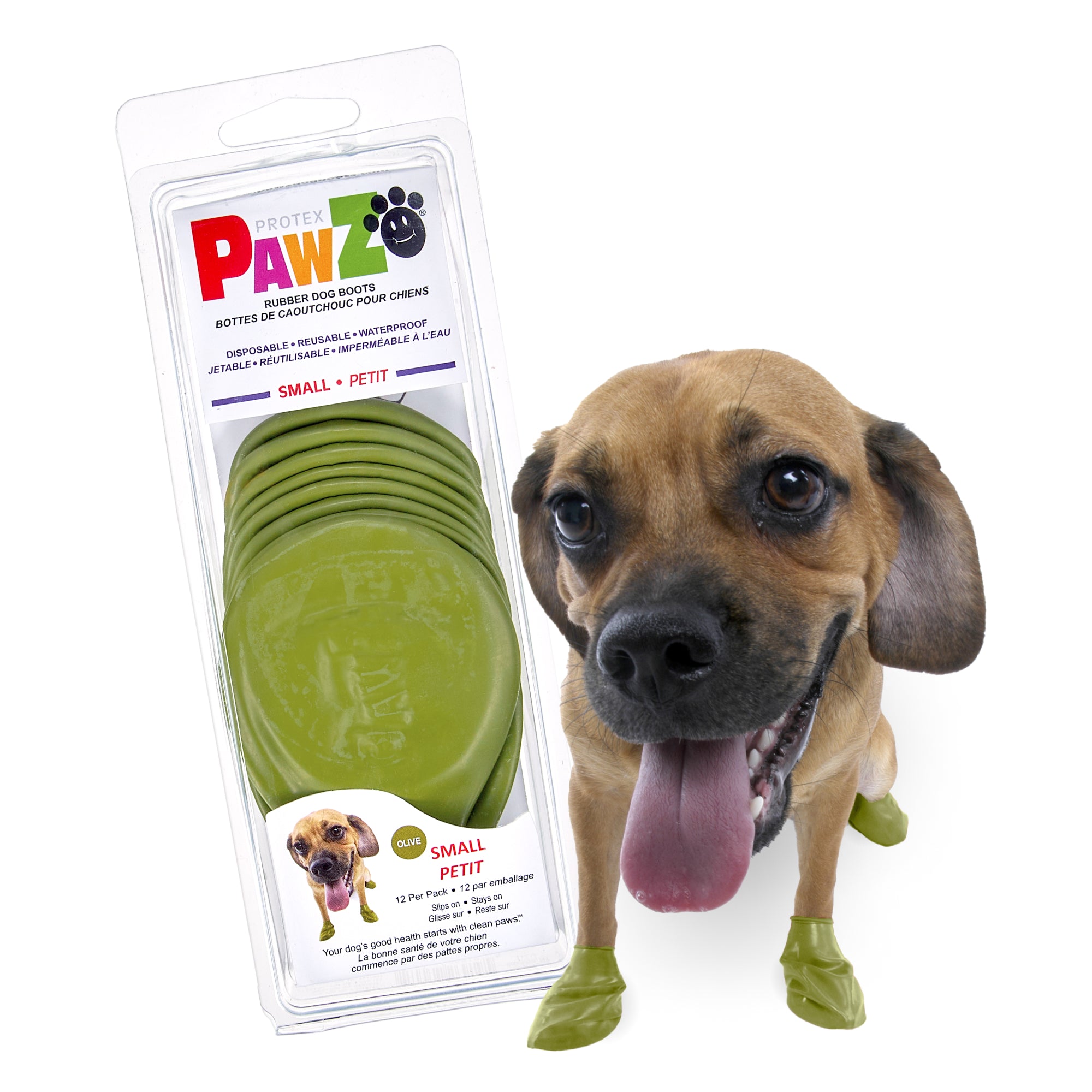 Pawz Rubber Dog Boots scarpette gomma oliva 12 pezzi