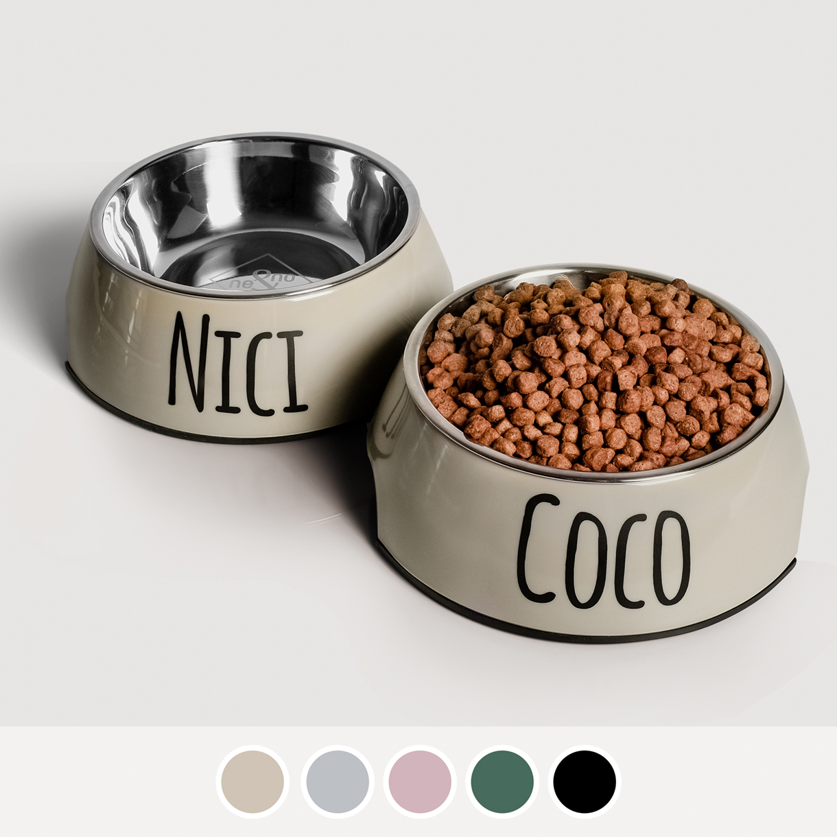 Ne&No set 2 ciotole personalizzate acciaio antiscivolo