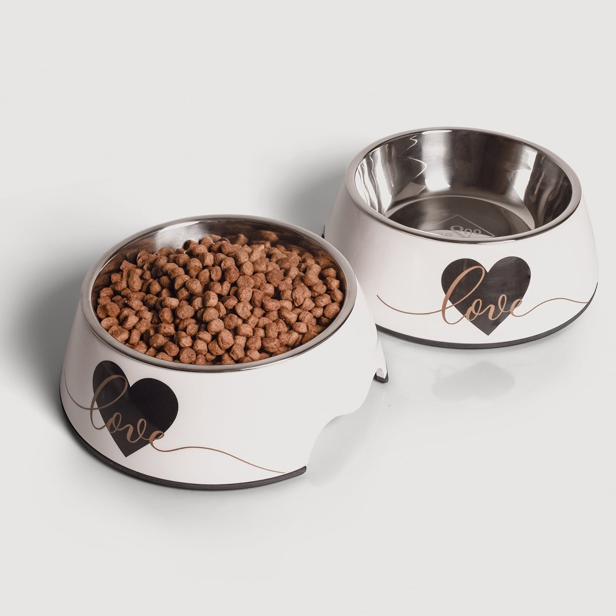 Ne&No Love Set 2 Ciotole Acciaio Inox Antiscivolo