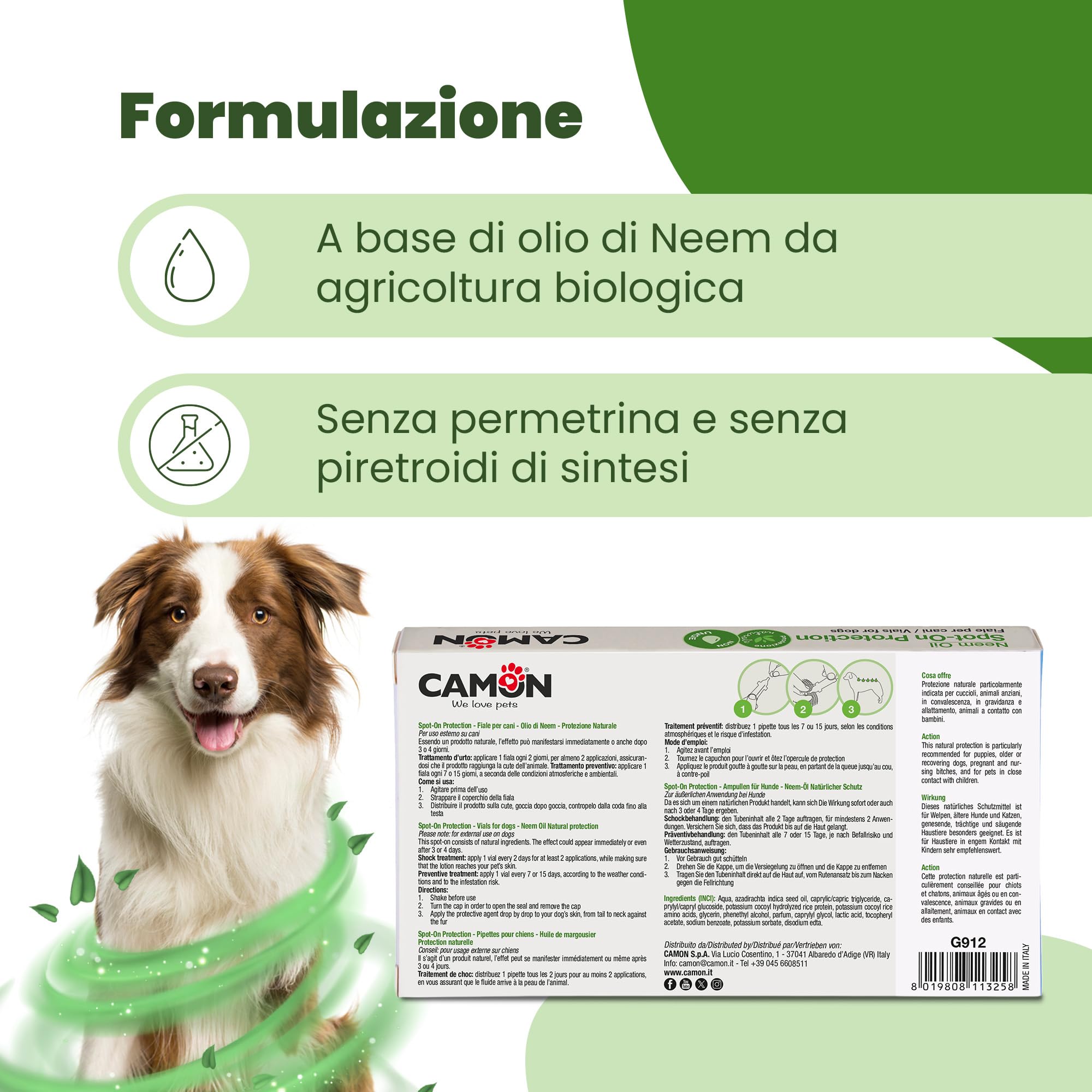 Camon Protection Spot-On fiale cani >11kg 5x5ml olio di neem