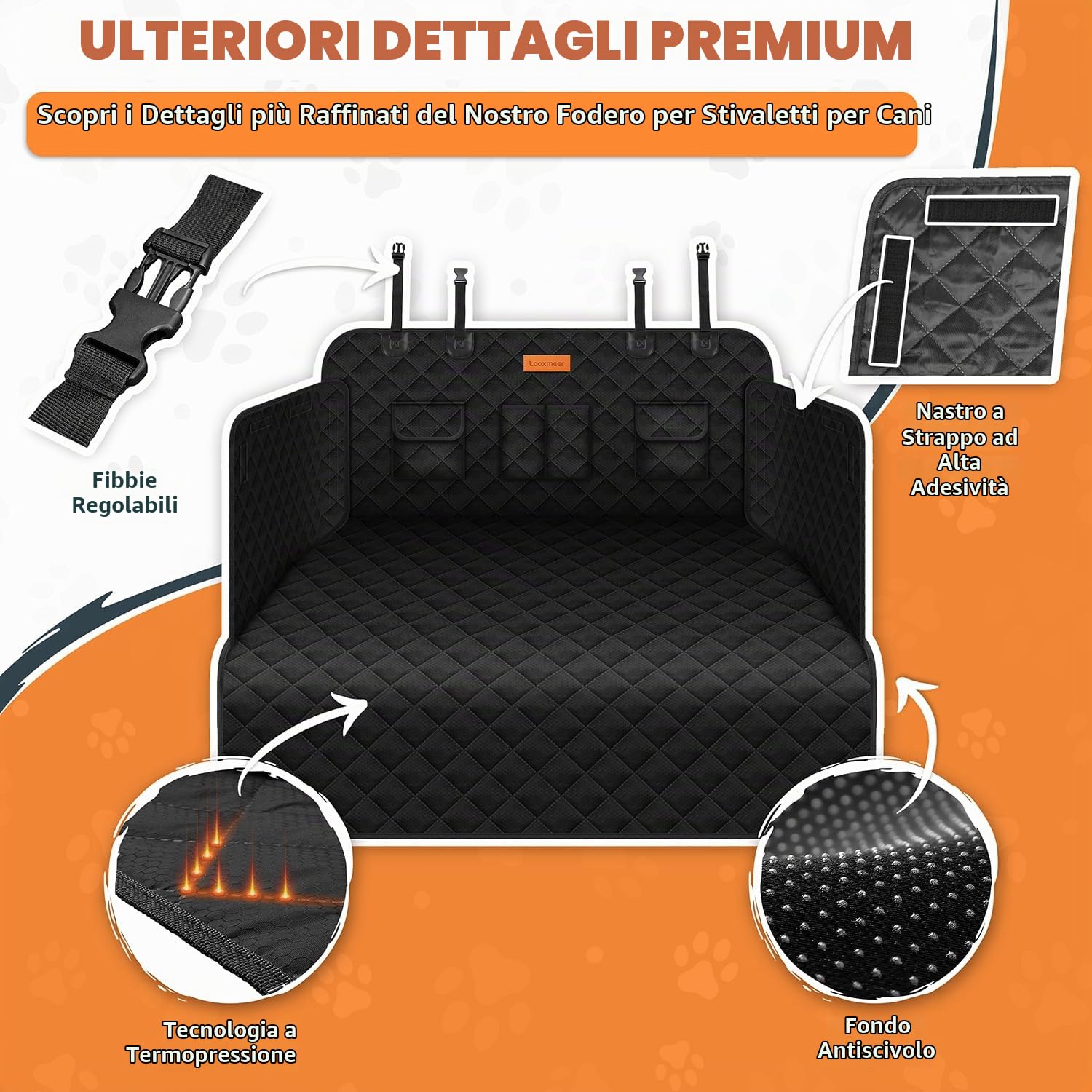 Looxmeer telo bagagliaio auto cani 180x102cm impermeabile