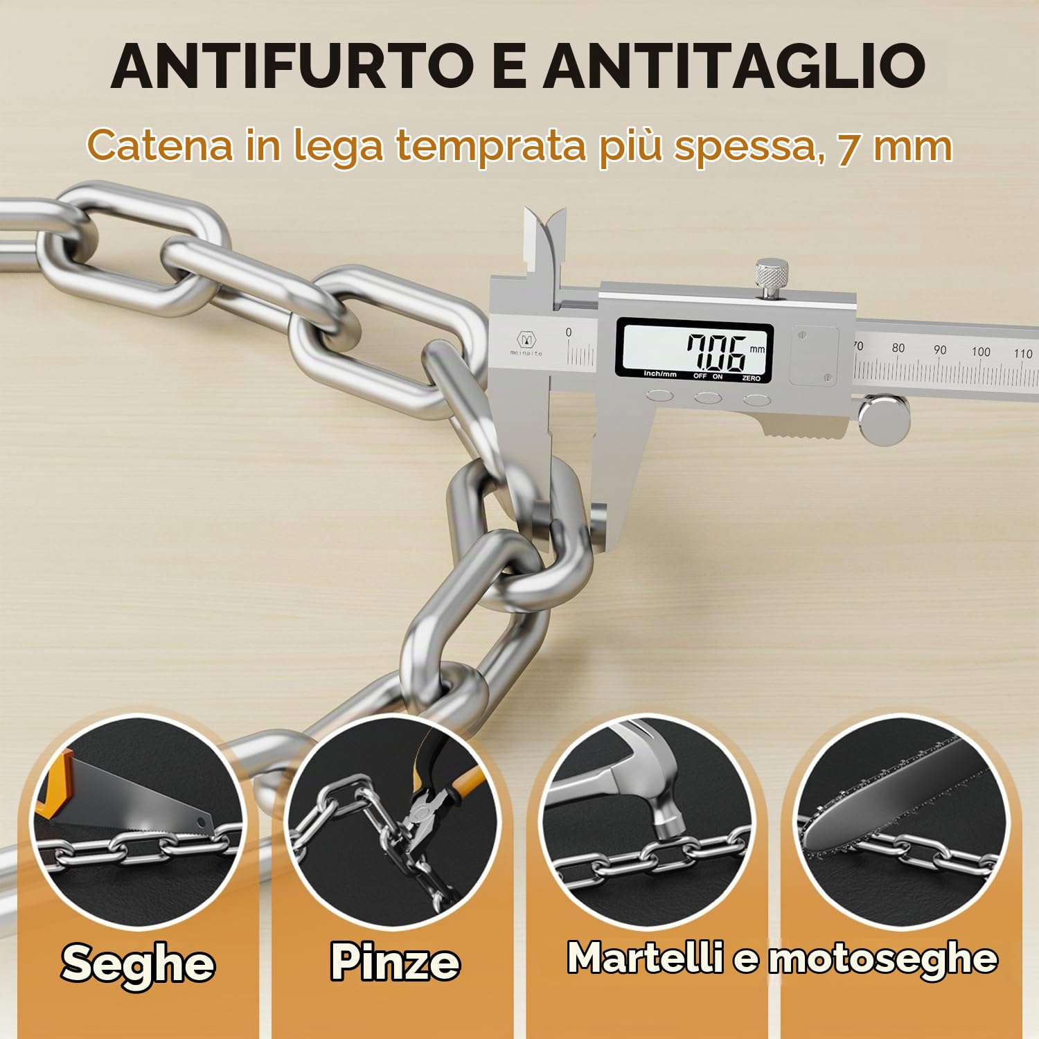 Looxmeer catena antifurto bici combinazione nero 90 cm