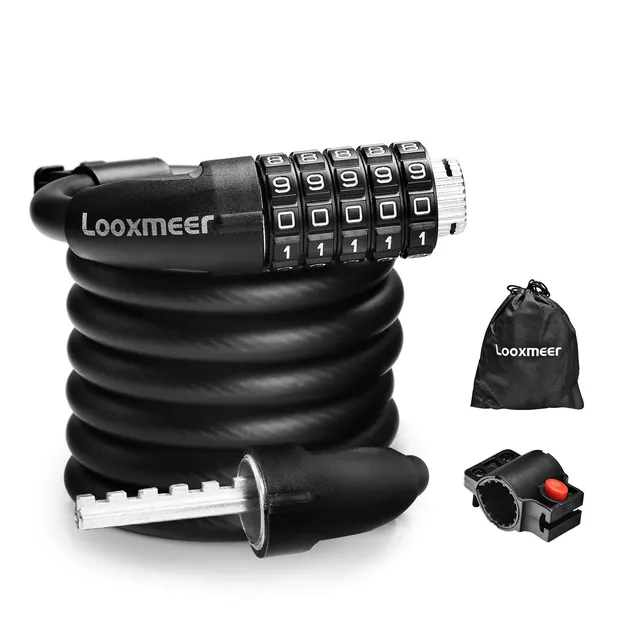 Looxmeer Lucchetto Bici a Cavo Combinazione 5 Cifre 180 cm