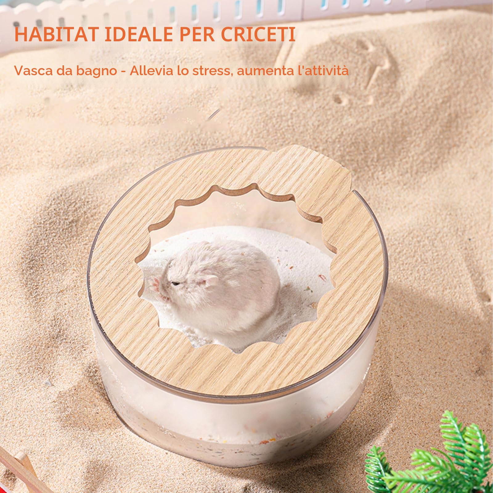 Marchul vaschetta bagno sabbia criceti 14,5cm trasparente con paletta