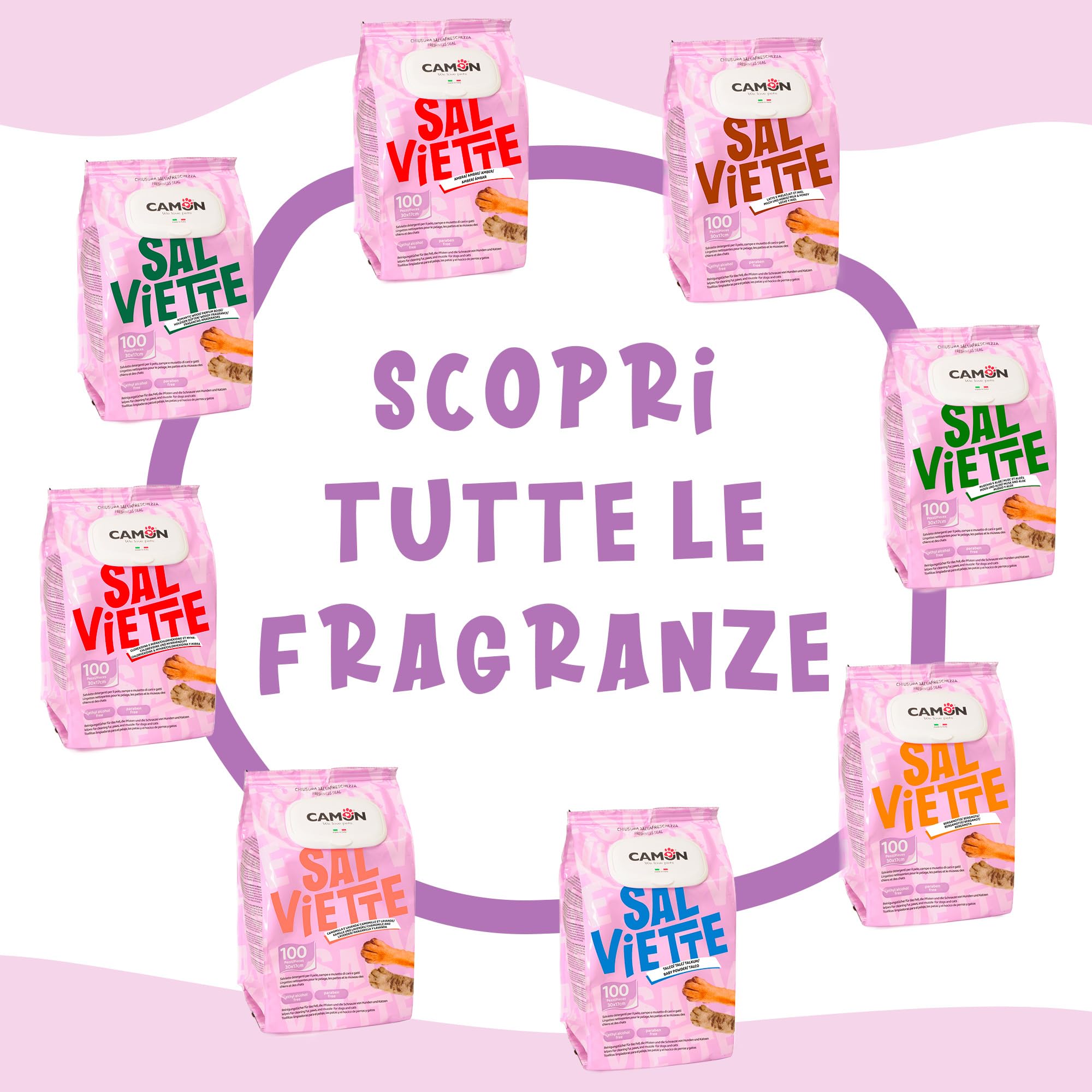 Camon Protection Salviette Detergenti Latte e Miele 100 Pezzi