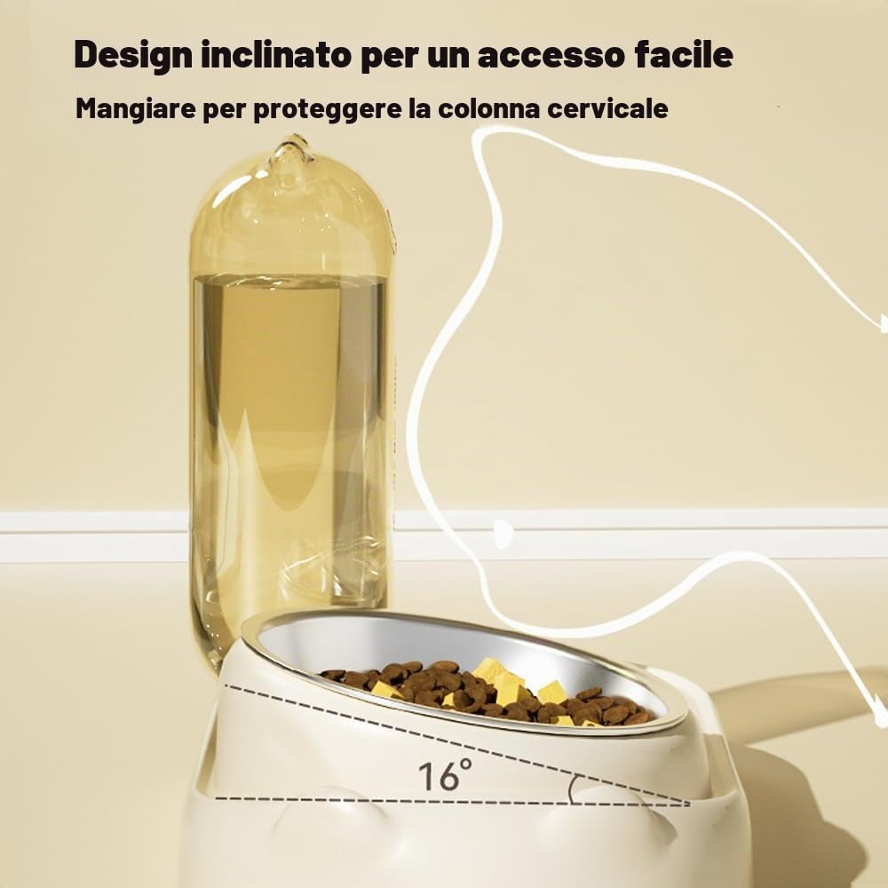 Marchul Ciotola Gatti Acciaio Doppia con Acqua Automatica