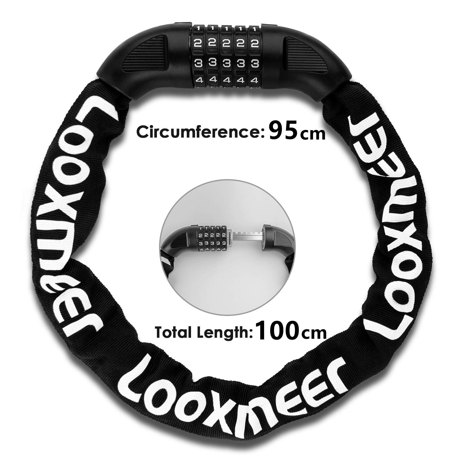 Looxmeer catena antifurto bici combinazione 100 cm acciaio