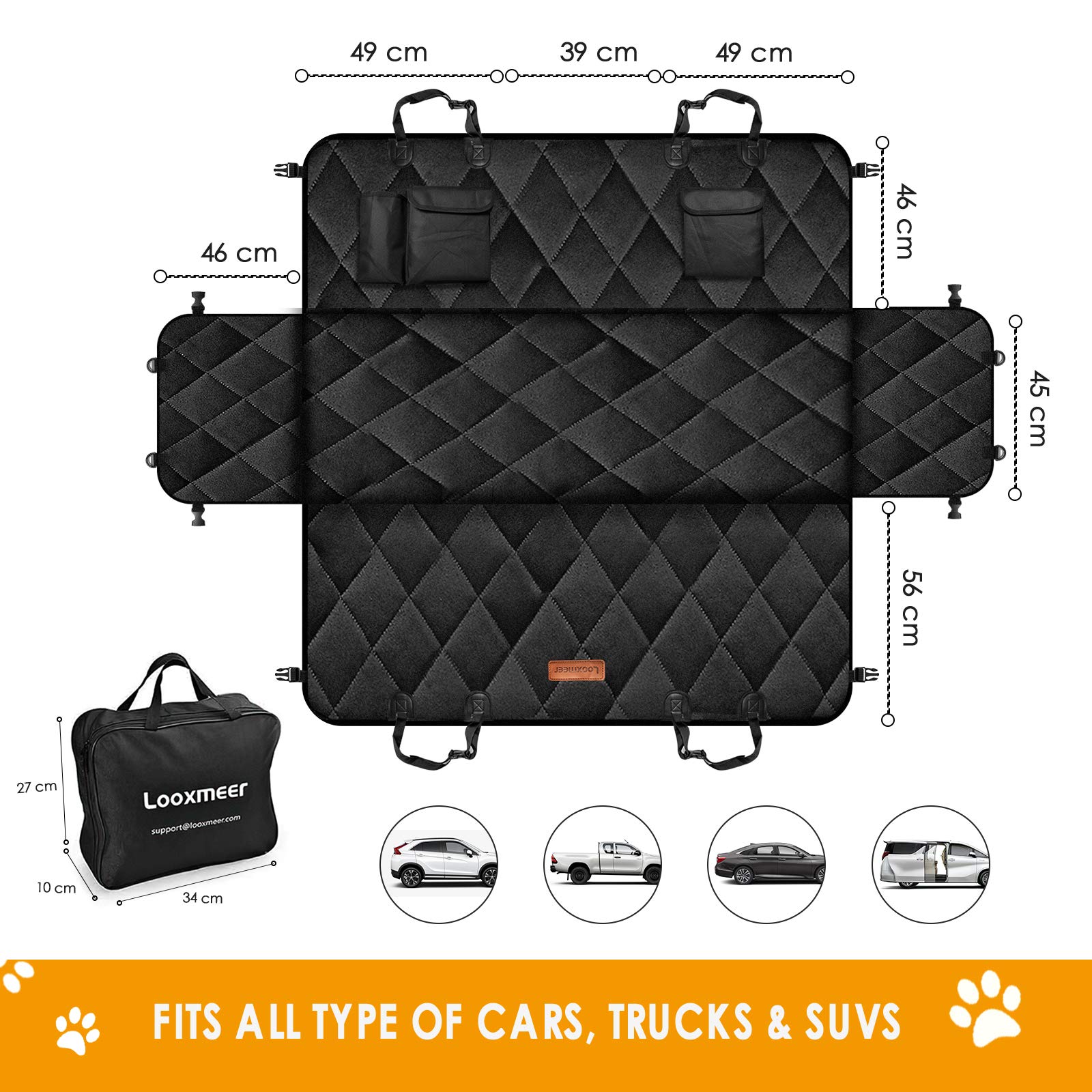 Looxmeer coprisedile auto per cani 147x137 cm impermeabile