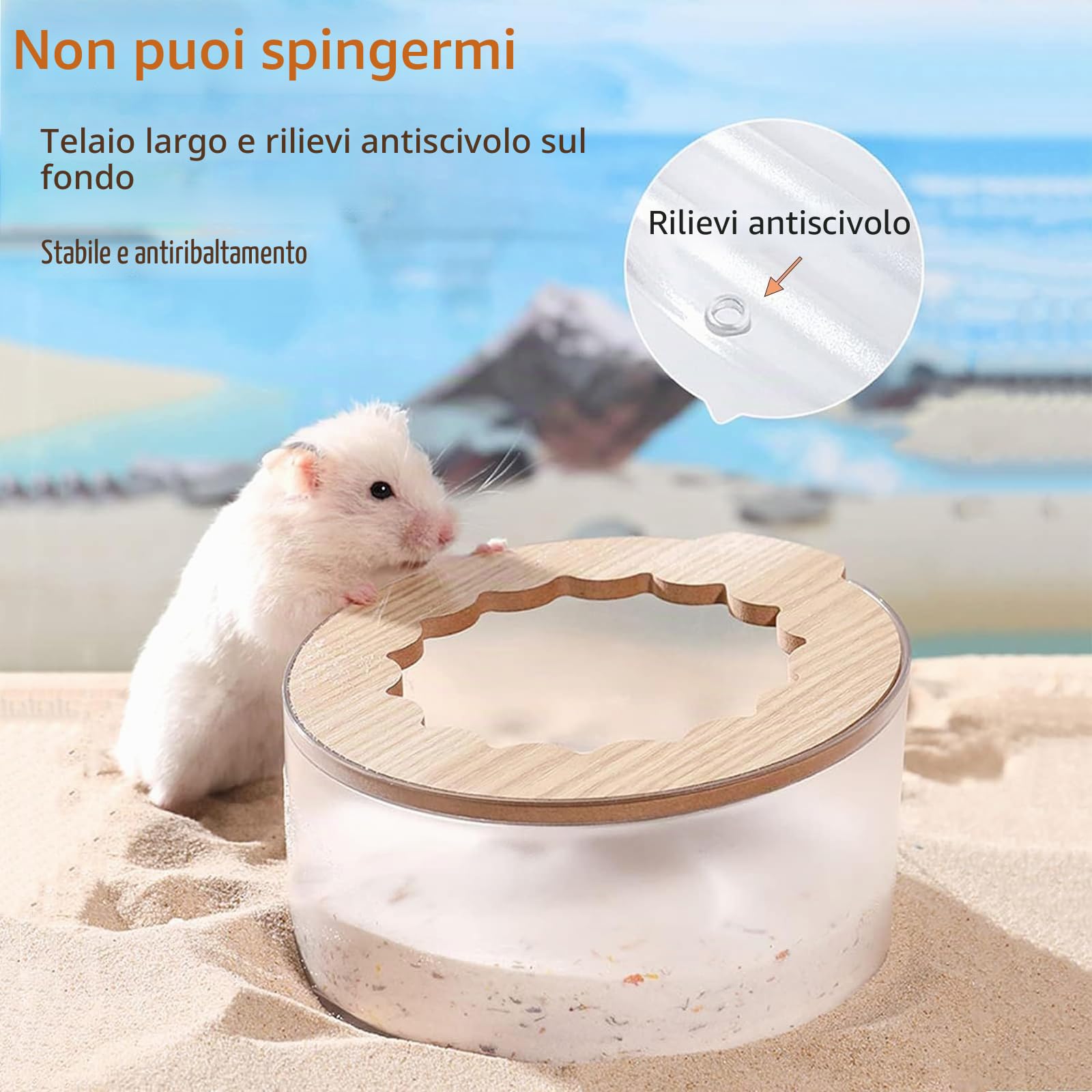 Marchul vaschetta bagno sabbia criceti 14,5cm trasparente con paletta