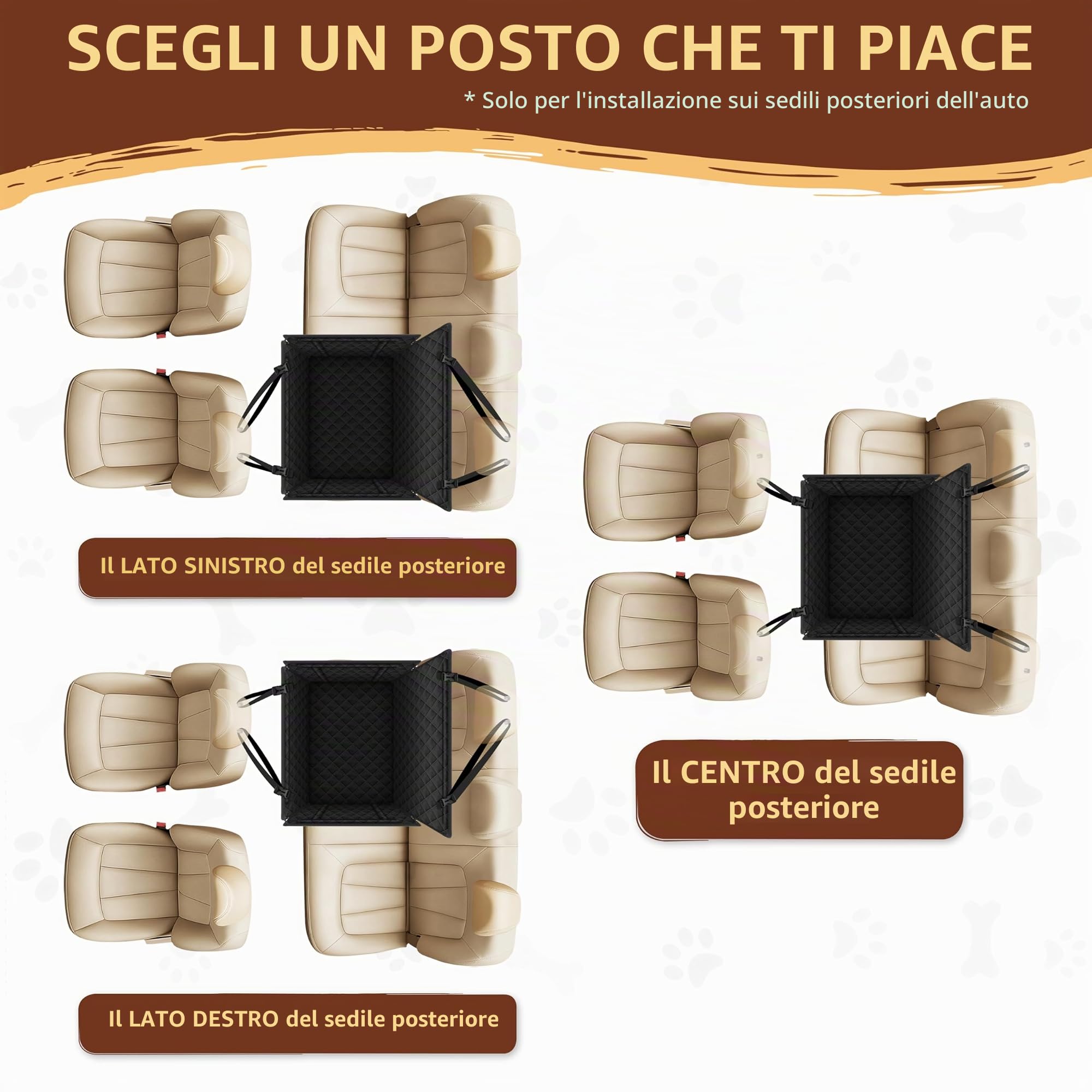 Looxmeer Trasportino Cani Auto Sedile Posteriore Nero 26kg