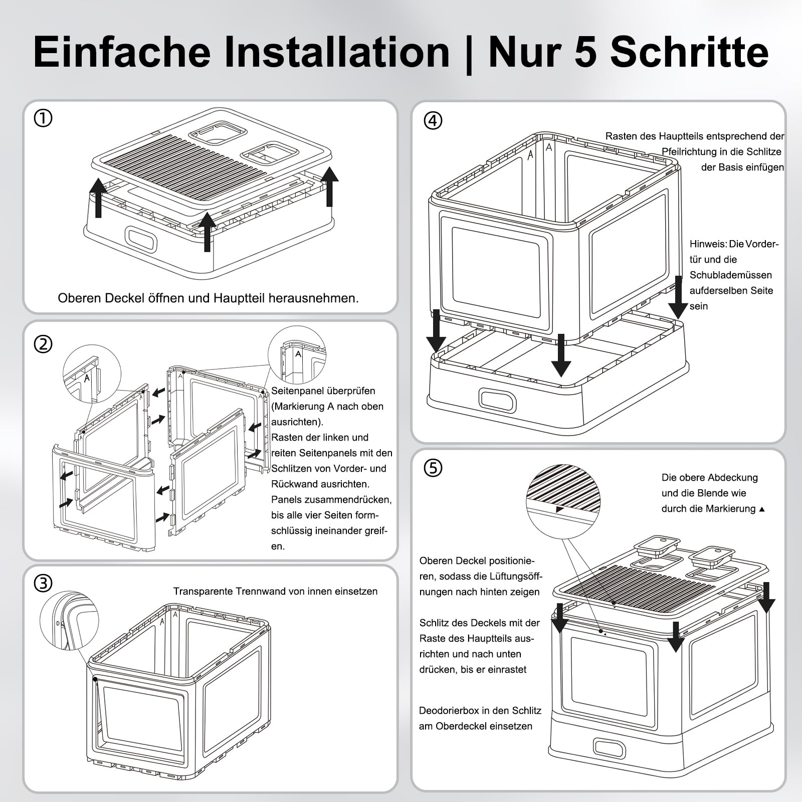 Marchul XL Lettiera Gatti Acciaio Inox Chiusa con Cassetto