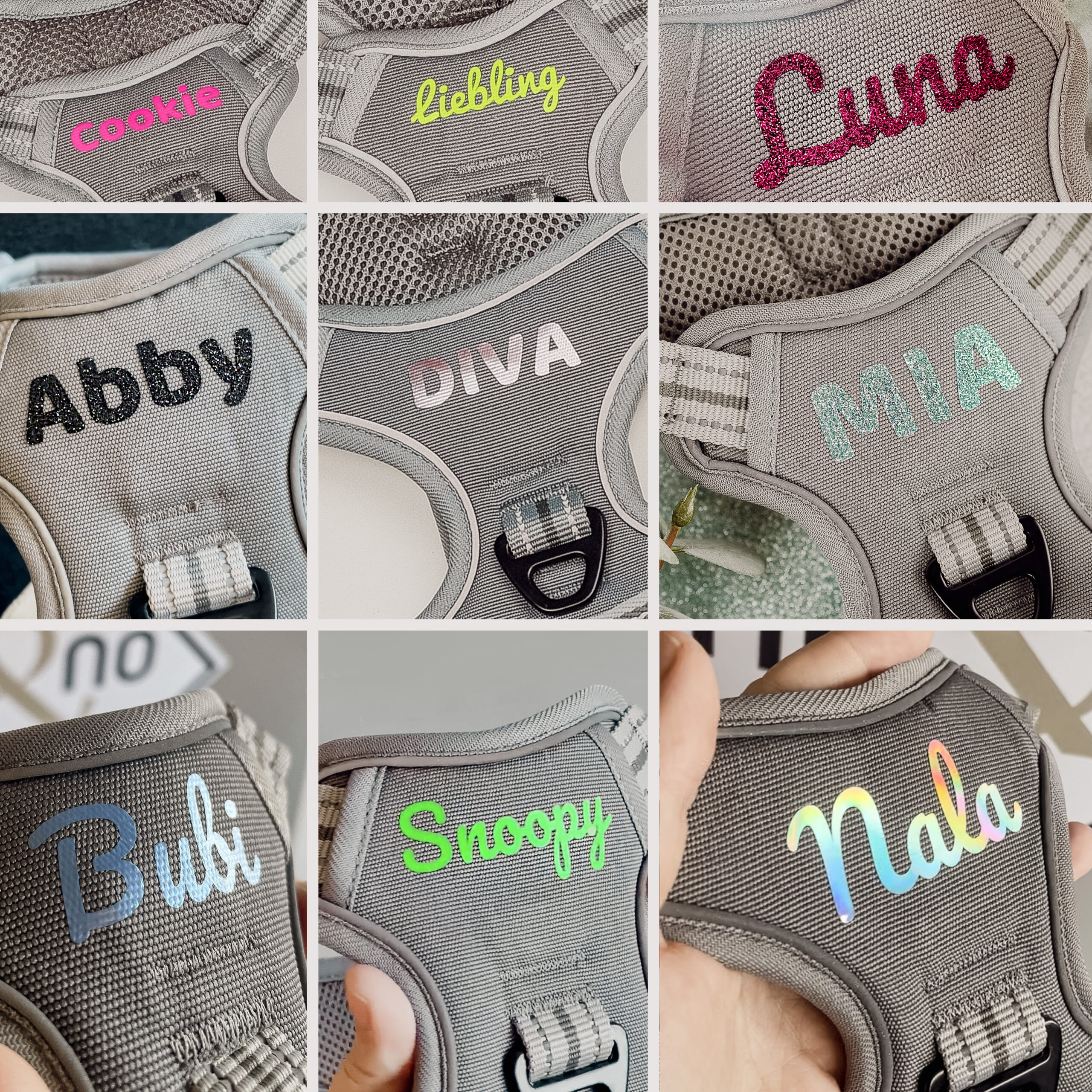 Ne&No pettorina cane personalizzata con nome riflettente