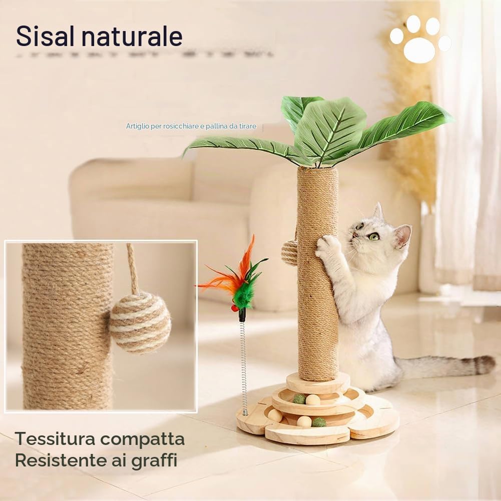 Marchul tiragraffi 5 in 1 gatti legno sisal 45 cm