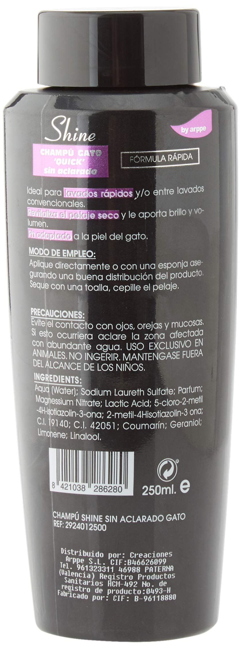 Arppe Shine Quick 2924012500 shampoo gatto 250 ml secco