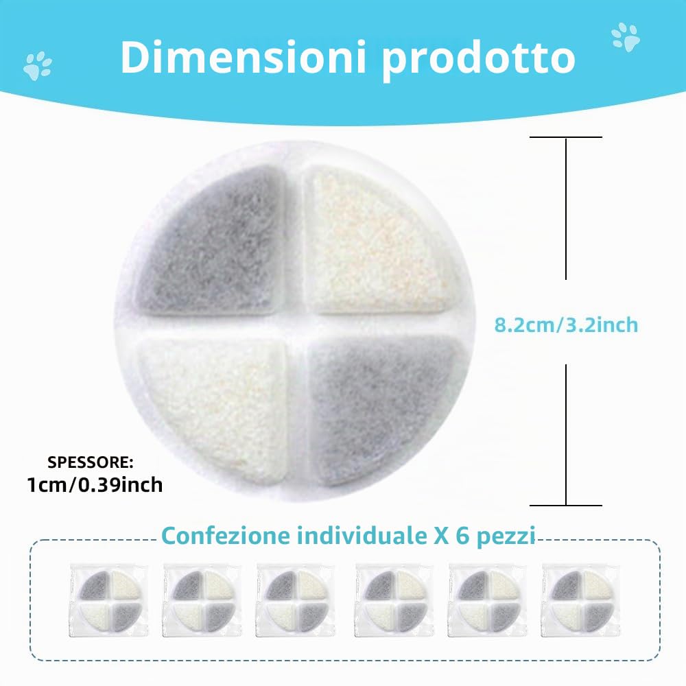 Marchul filtri fontana acqua 6 pezzi tripla azione