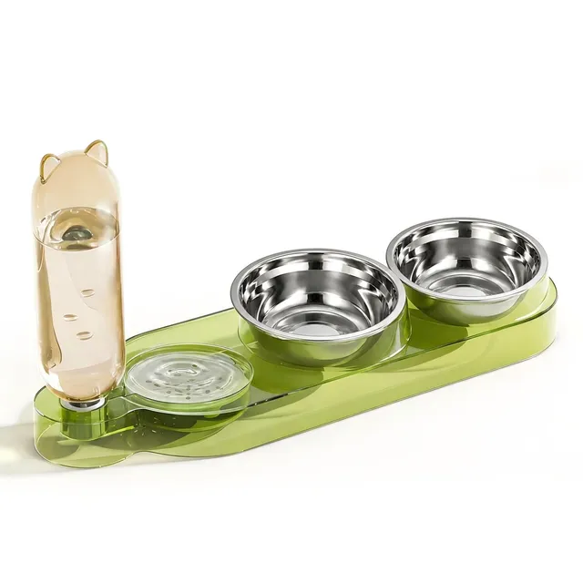Marchul Set Ciotole Gatto 3 in 1 Rialzate con Dispenser