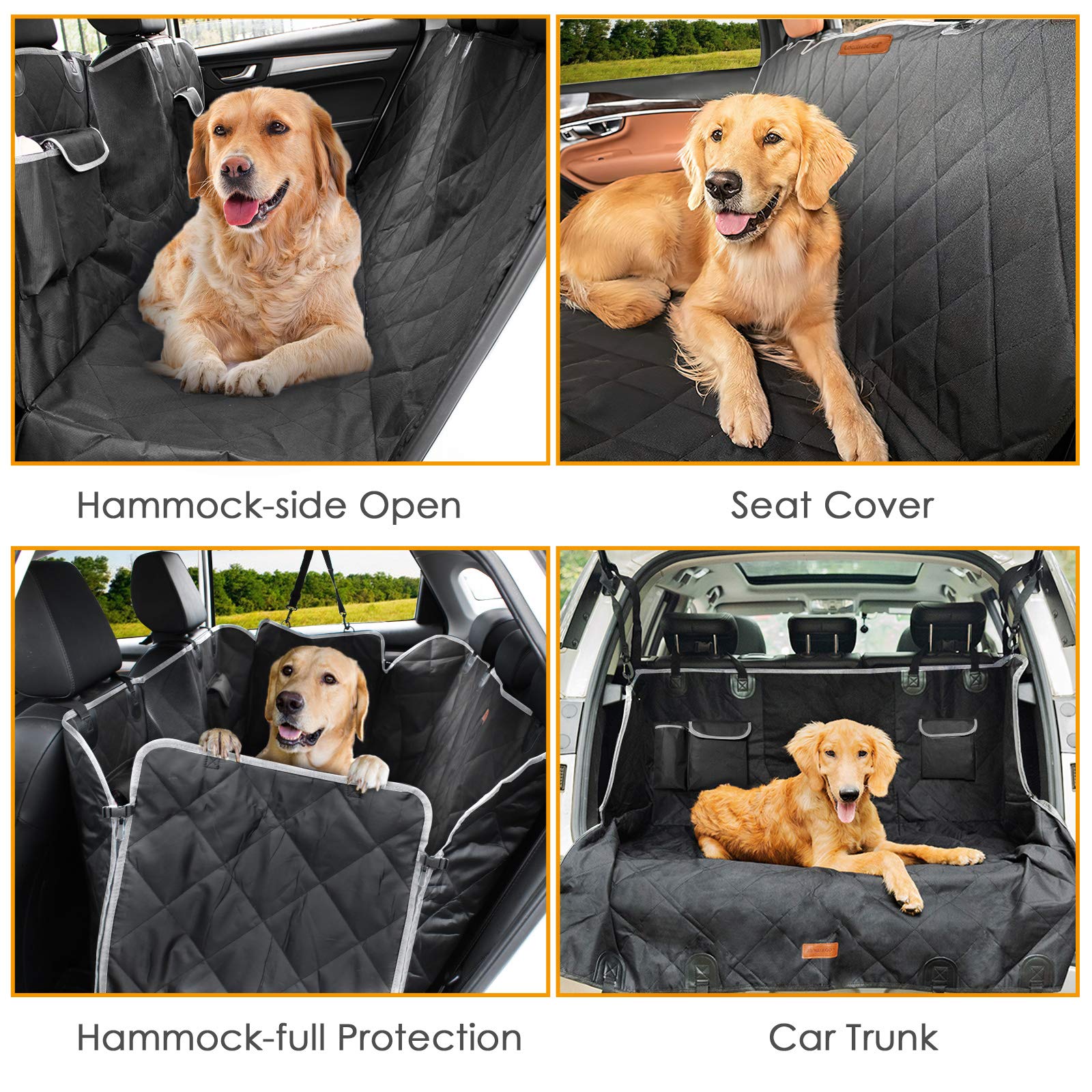 Looxmeer coprisedile auto per cani rete 147x137 cm nero