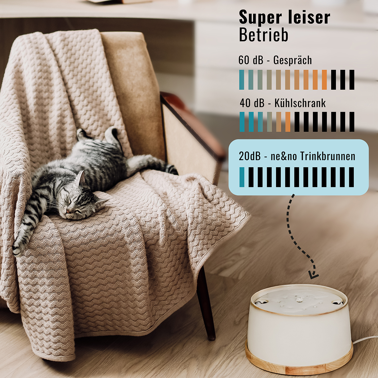 Ne&No fontana ceramica gatti 2 L base bambù