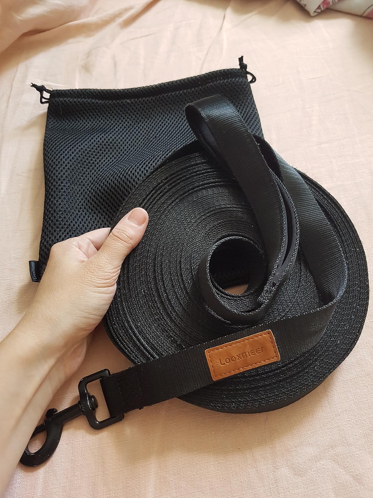 Looxmeer Guinzaglio Addestramento cane nero in nylon